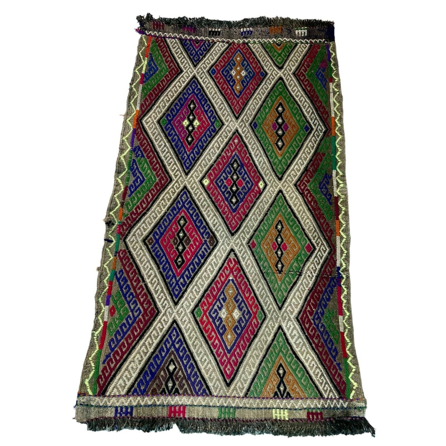Traditionelle türkische Kelim Teppich, Vintage Turkish Kilim Rug 85 X 45 Cm