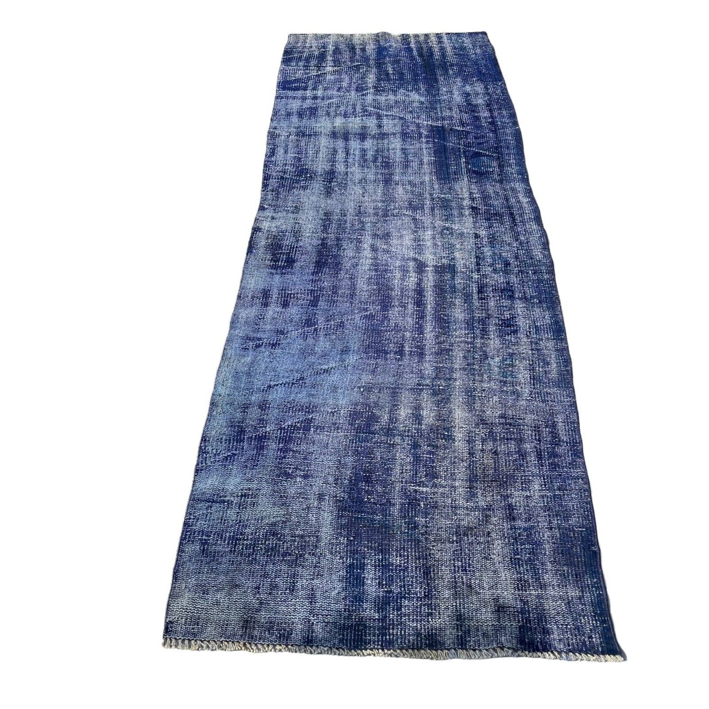 Distressed Overdyed Türkischer Teppich Läufer 270 x 87 cm Vintage Teppich Läufer