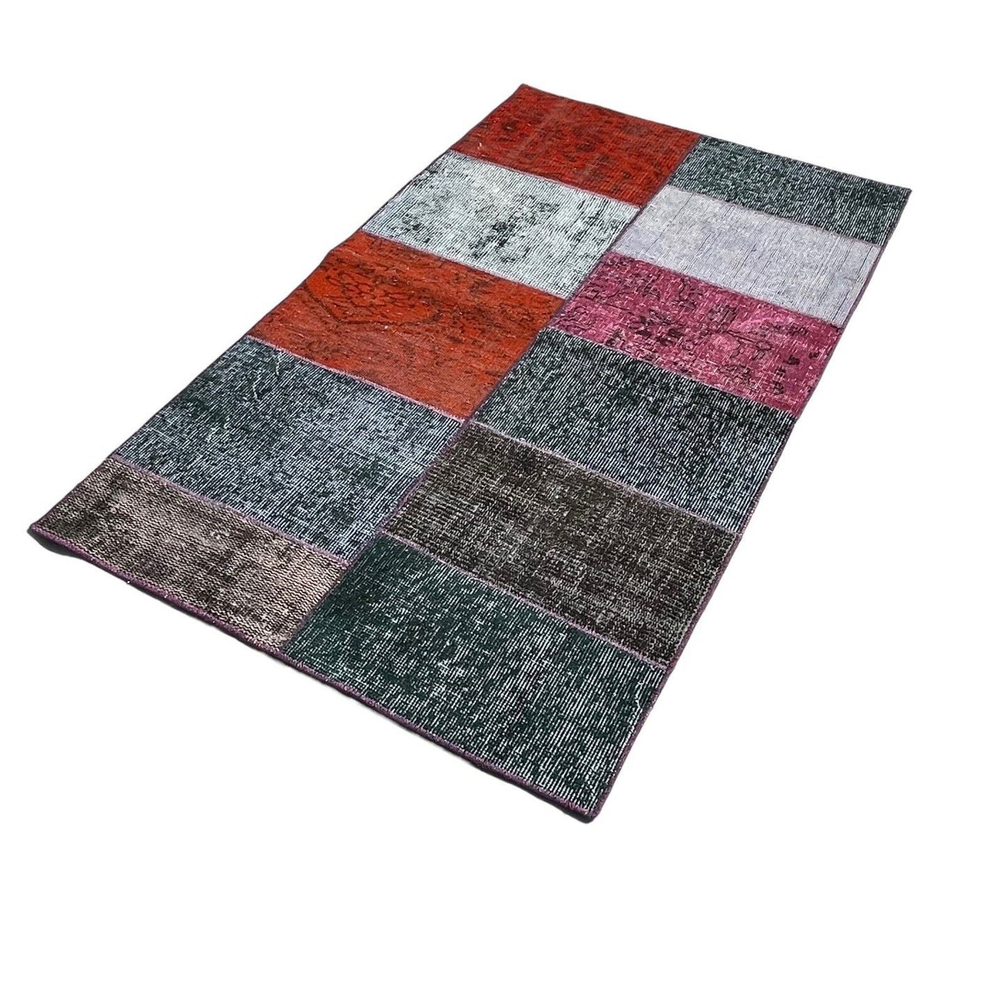 Unique Turkish Vintage Distressed Patchwork Rug , 150 x 91 cm
