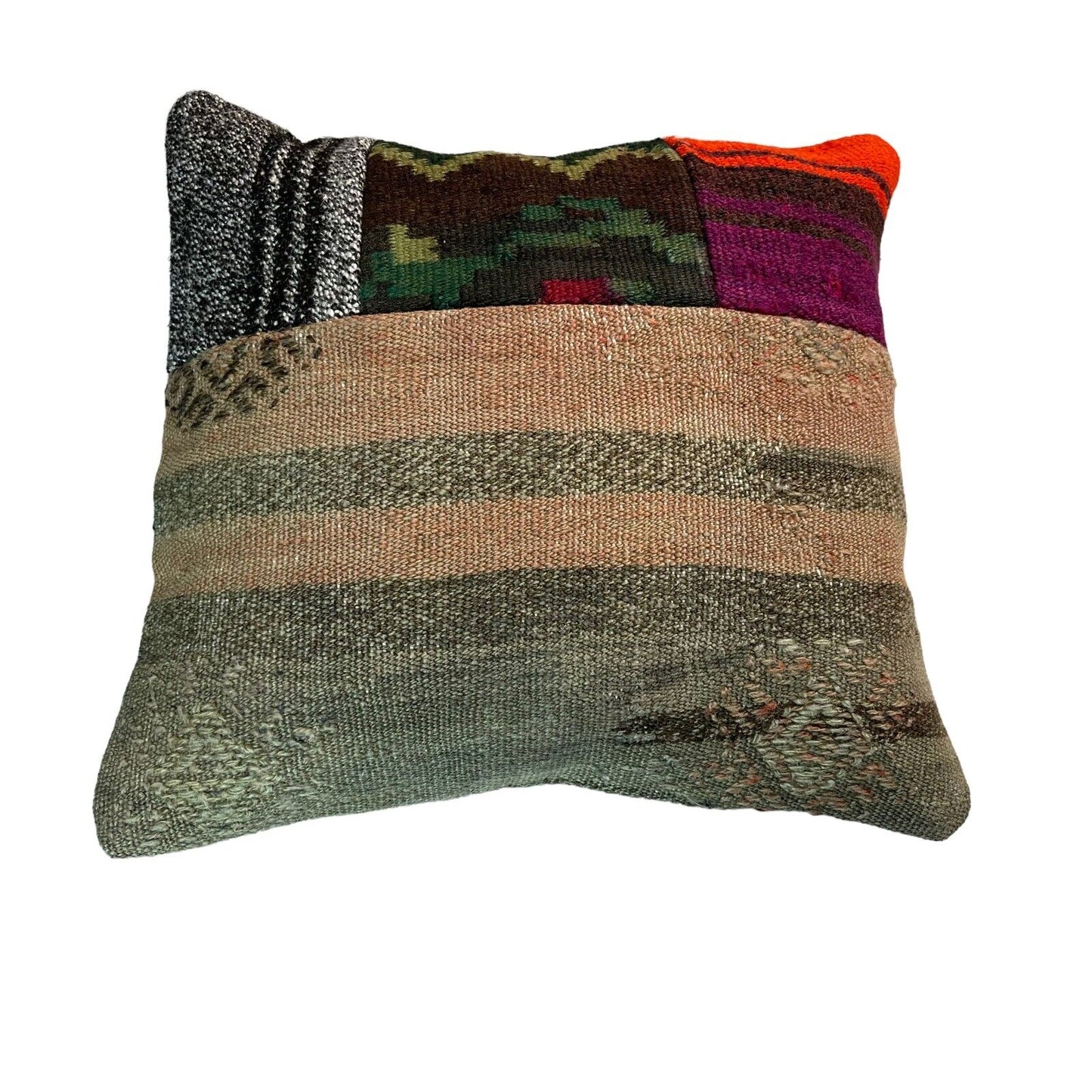 Einzigartige Kelim-Kissen,Turkish Kilim Pillow,16'×16' Funda De Cojín Kilim