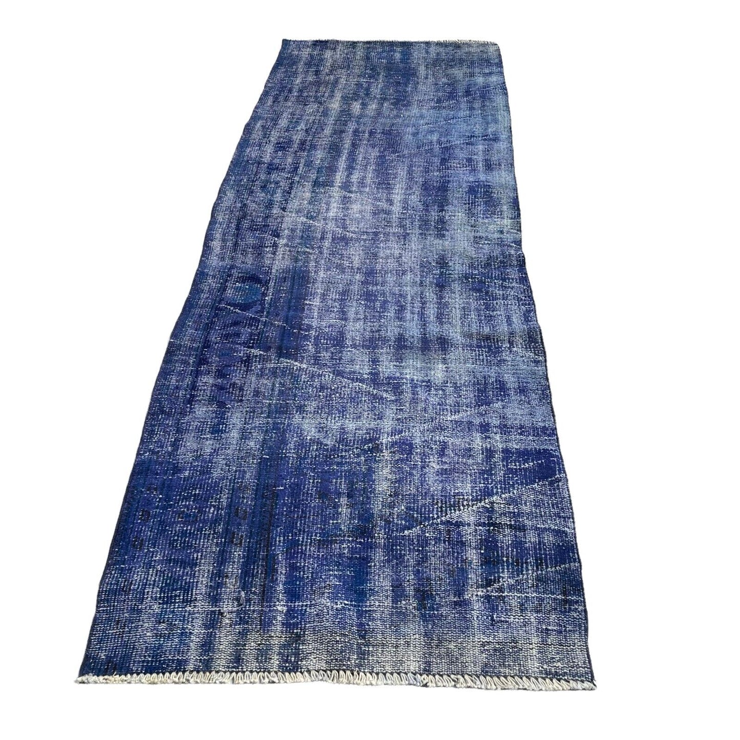 Distressed Overdyed Türkischer Teppich Läufer 270 x 87 cm Vintage Teppich Läufer