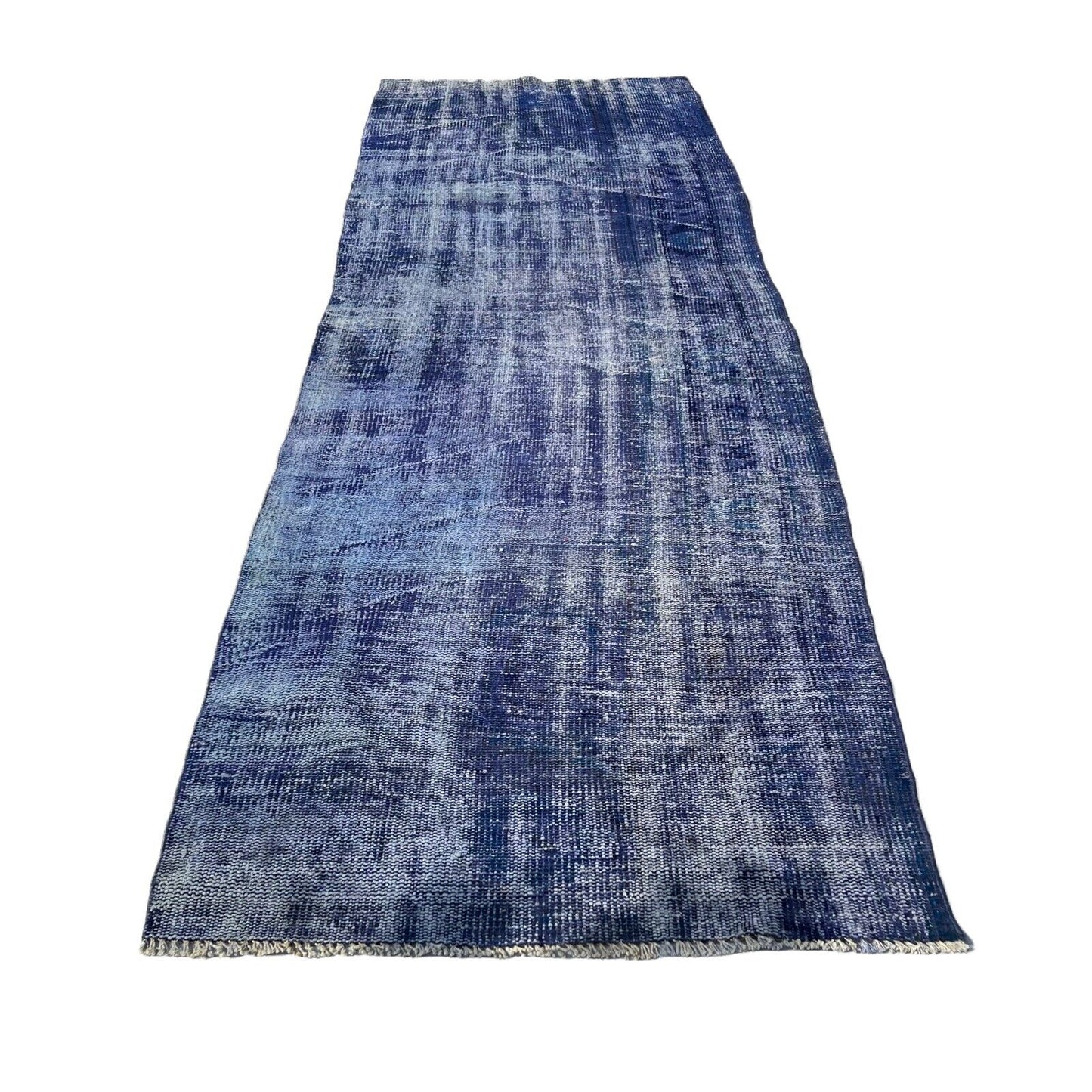 Distressed Overdyed Türkischer Teppich Läufer 270 x 87 cm Vintage Teppich Läufer