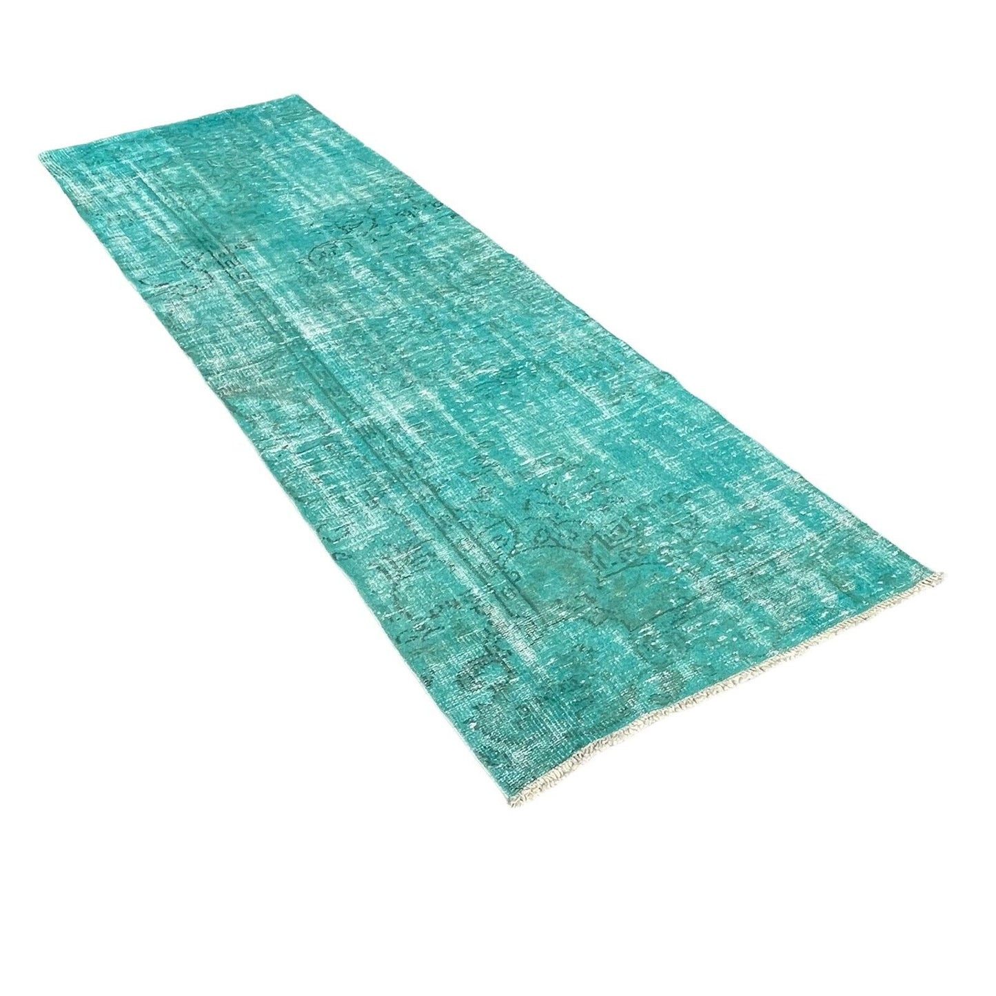 Distressed Overdyed Türkischer Teppich Läufer 265 x 90 cm Vintage Teppich Läufer