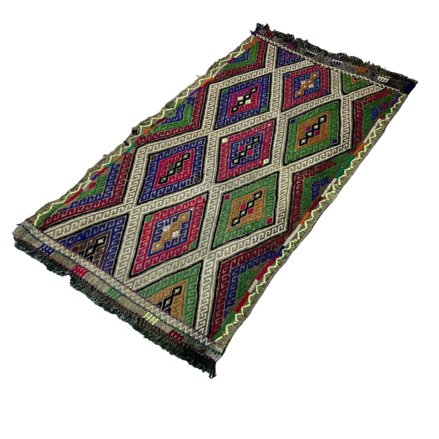 Traditionelle türkische Kelim Teppich, Vintage Turkish Kilim Rug 85 X 45 Cm