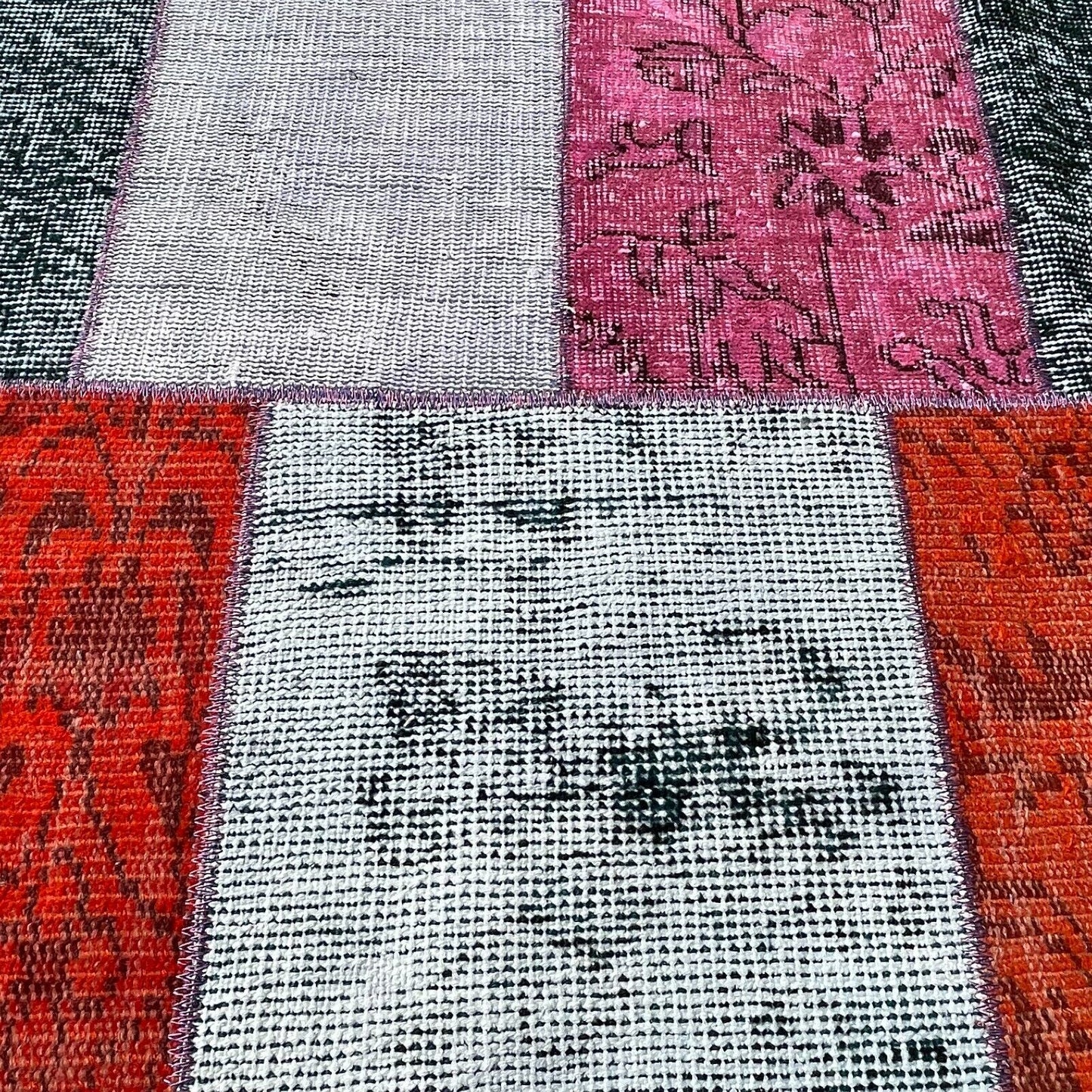 Unique Turkish Vintage Distressed Patchwork Rug , 150 x 91 cm