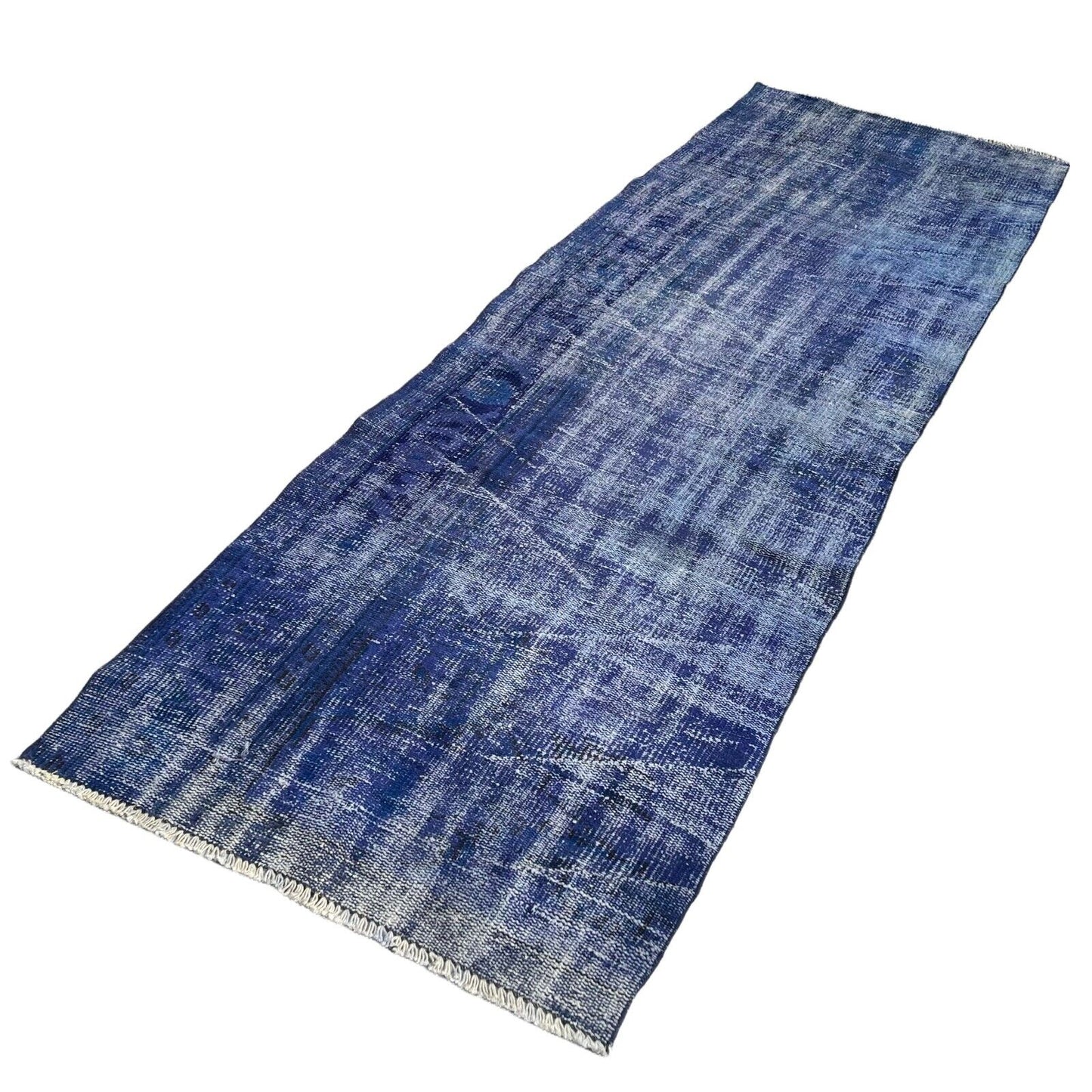 Distressed Overdyed Türkischer Teppich Läufer 270 x 87 cm Vintage Teppich Läufer