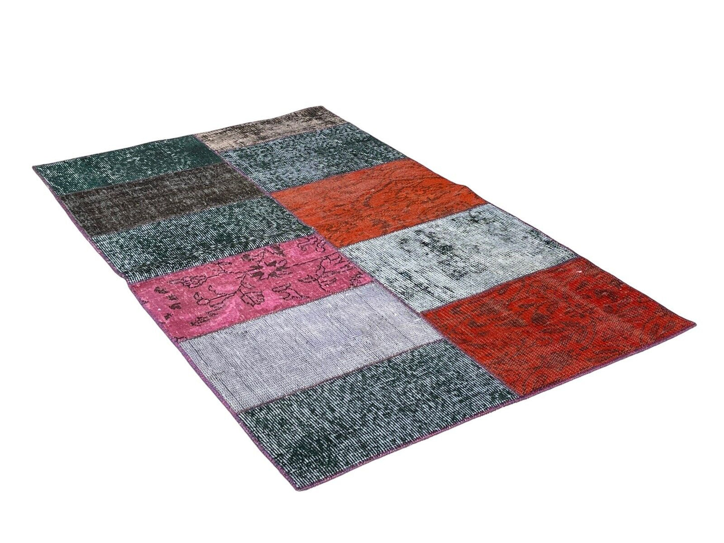 Unique Turkish Vintage Distressed Patchwork Rug , 150 x 91 cm
