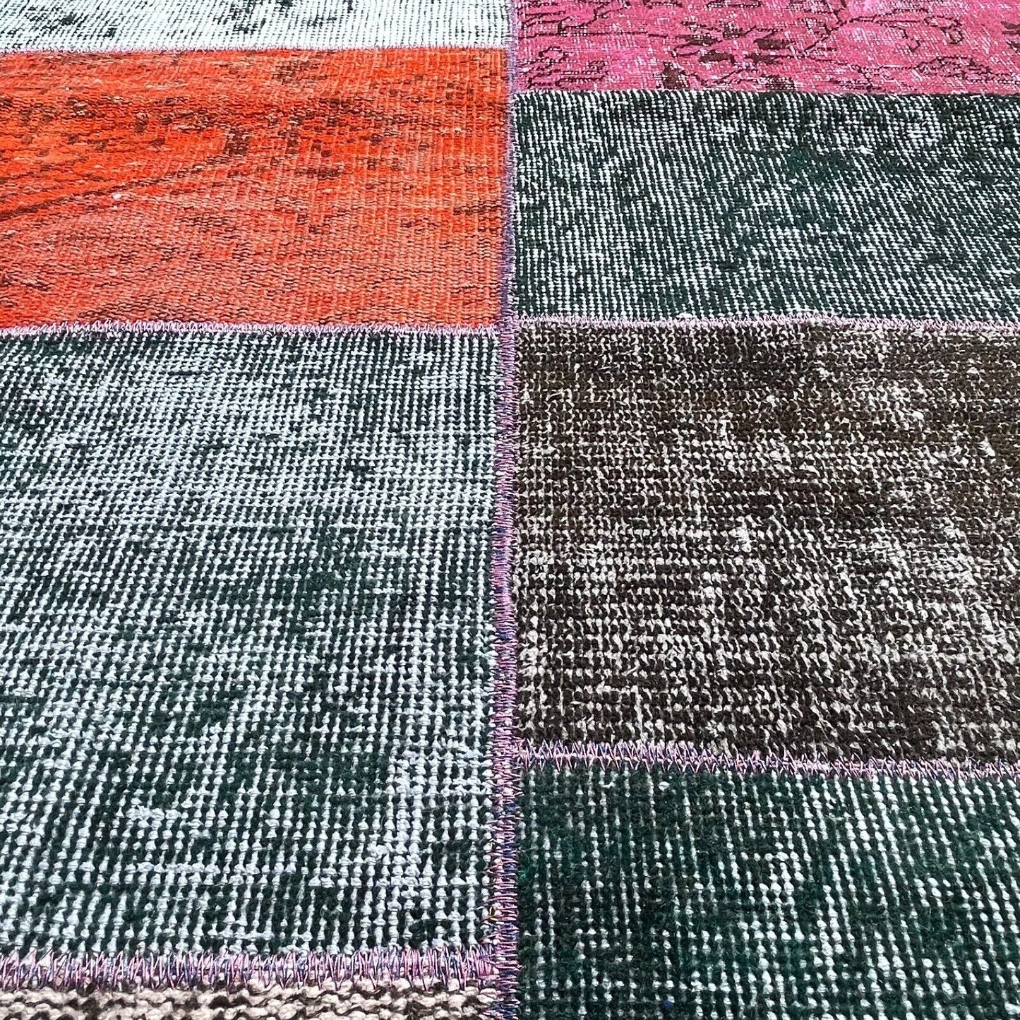 Unique Turkish Vintage Distressed Patchwork Rug , 150 x 91 cm