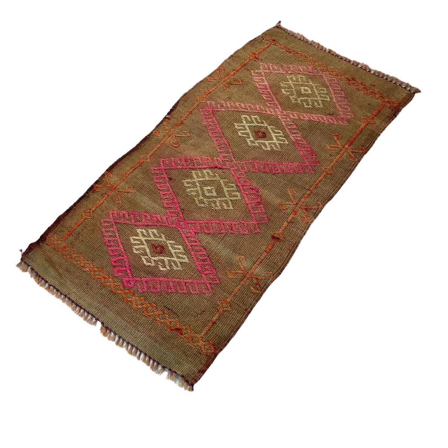 Traditionelle türkische Kelim Teppich, Vintage Turkish Kilim Rug 80 X 40 Cm