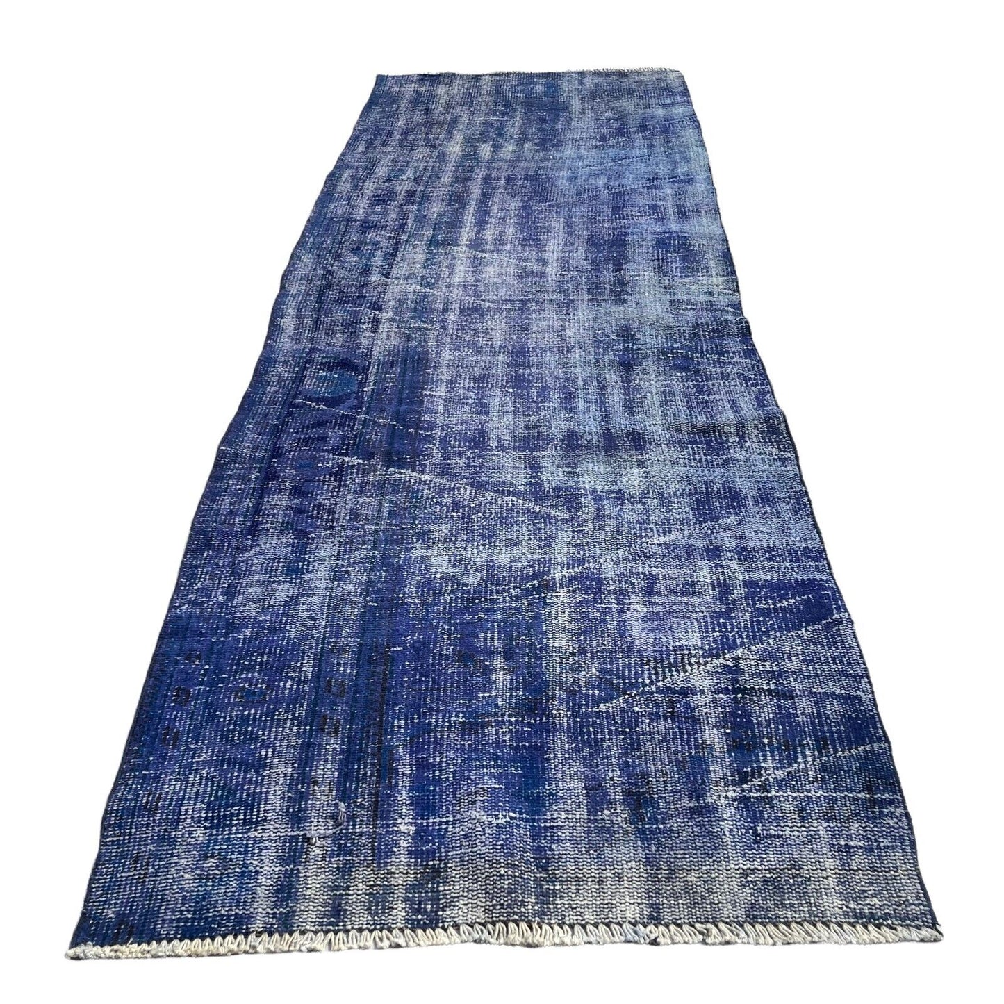 Distressed Overdyed Türkischer Teppich Läufer 270 x 87 cm Vintage Teppich Läufer