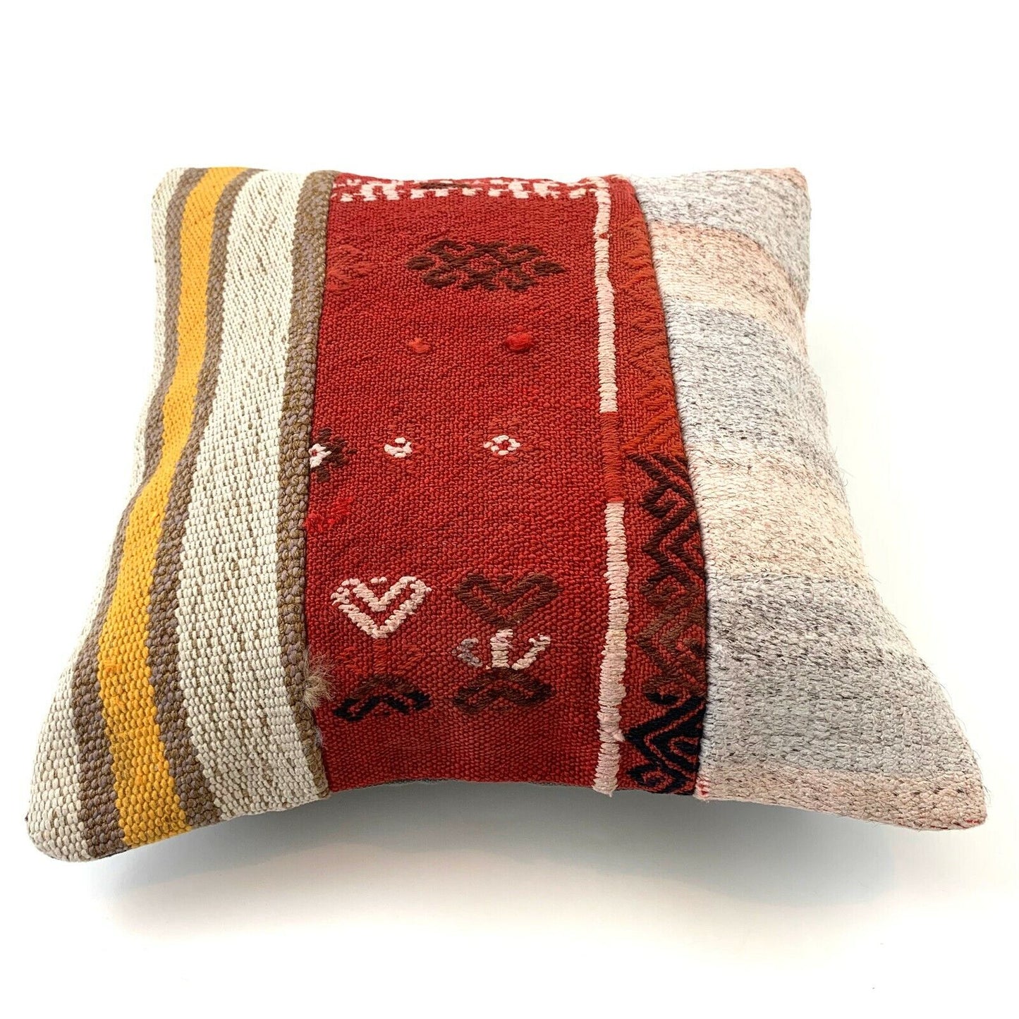 16x16 Turkish Kilim Pillow, Decorative Throw Pillow, Patchwork Kelim Kissenbezug