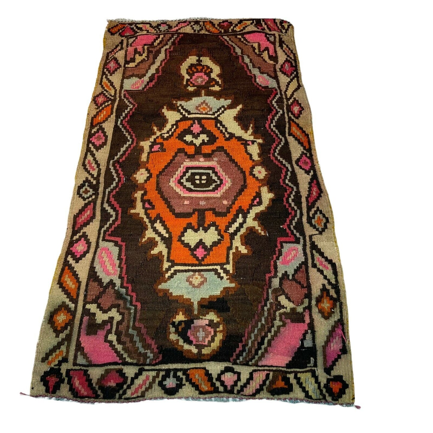 Traditionelle türkische Kelim Teppich, Vintage Turkish Kilim Rug 102 X 53 Cm