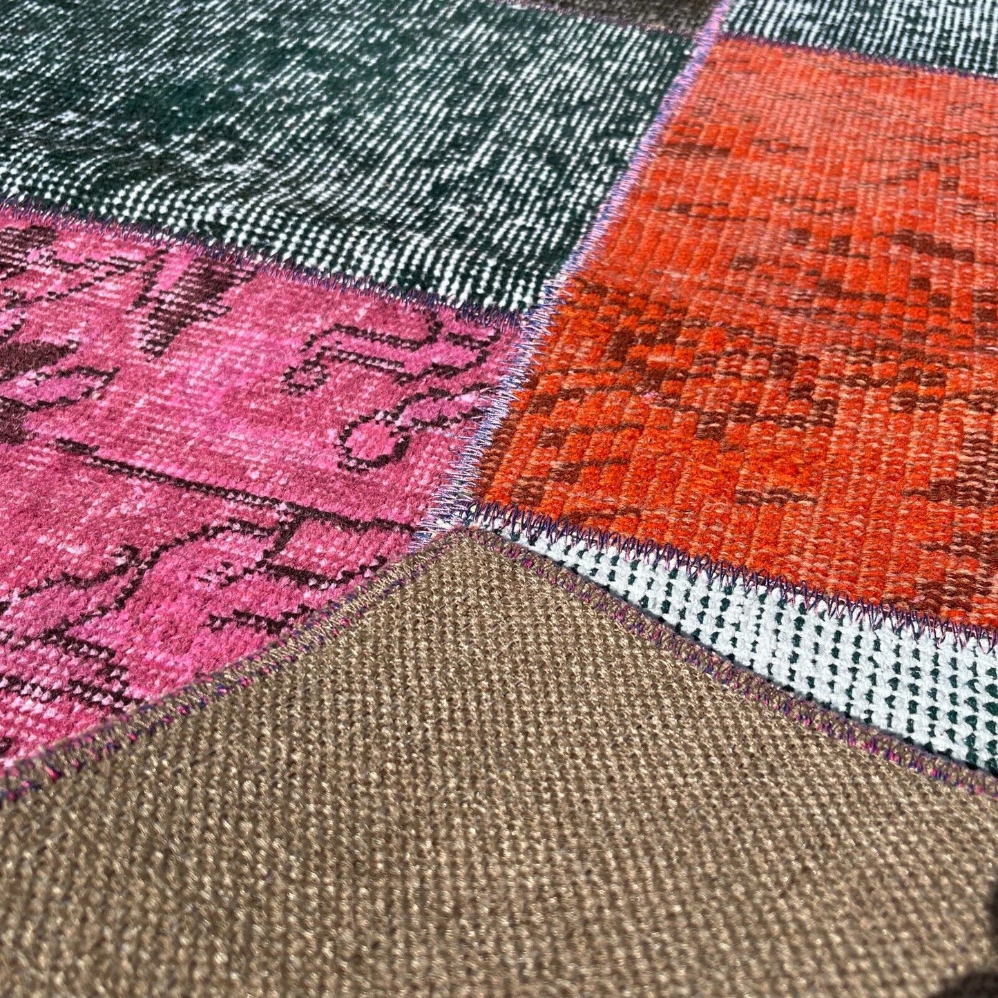 Unique Turkish Vintage Distressed Patchwork Rug , 150 x 91 cm