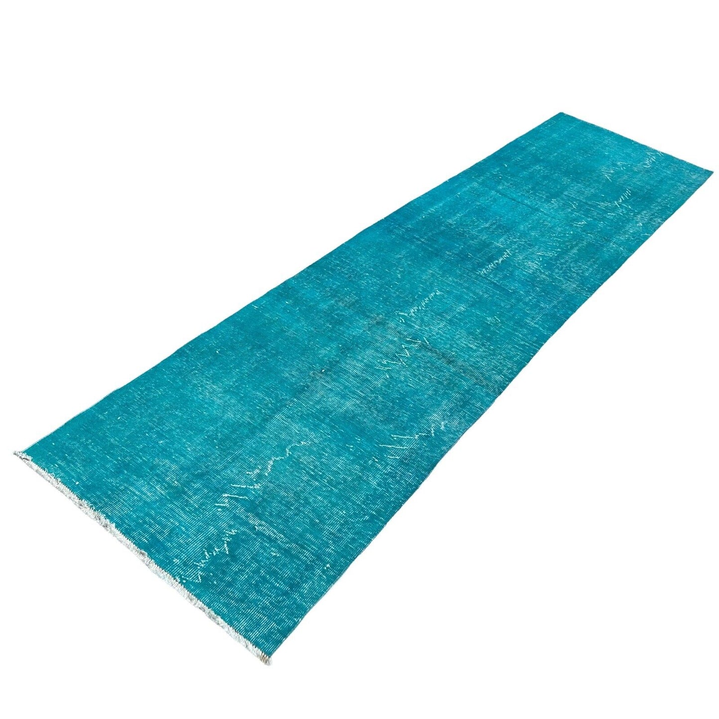 Distressed Overdyed Türkischer Teppich Läufer 305 x 80 cm Vintage Teppich Läufer