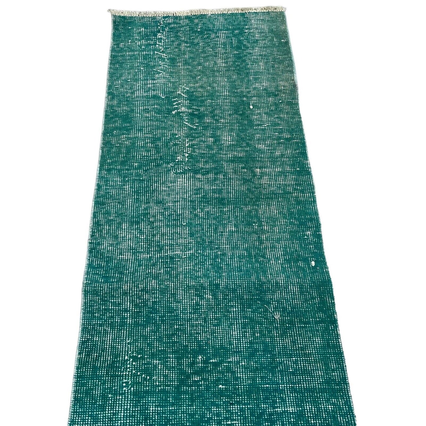 Distressed Overdyed Türkischer Teppich Läufer 307 x 48 cm Vintage Teppich Läufer