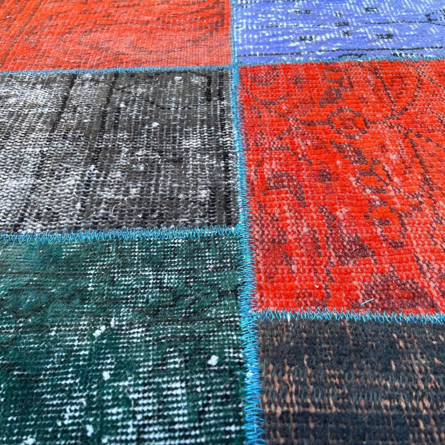 Unique Turkish Vintage Distressed Patchwork Rug , 150 x 91 cm
