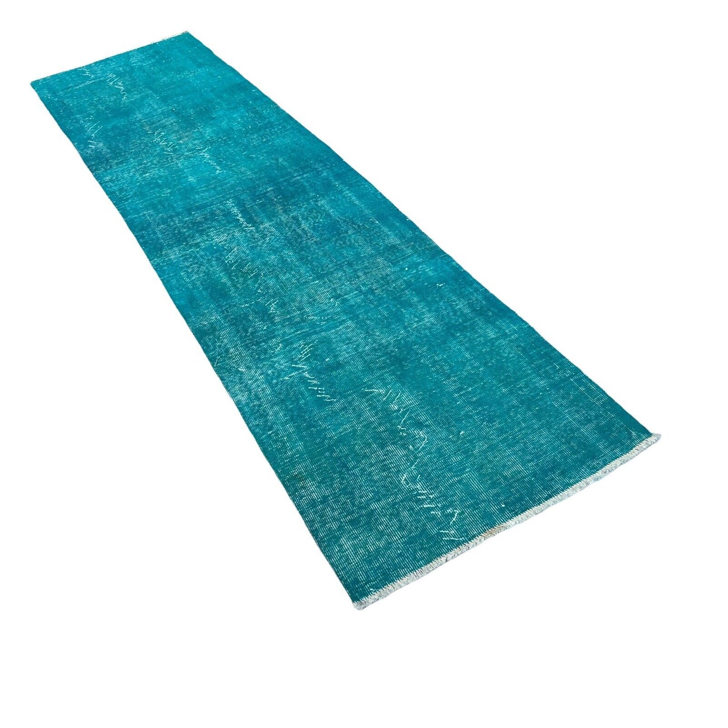 Distressed Overdyed Türkischer Teppich Läufer 305 x 80 cm Vintage Teppich Läufer