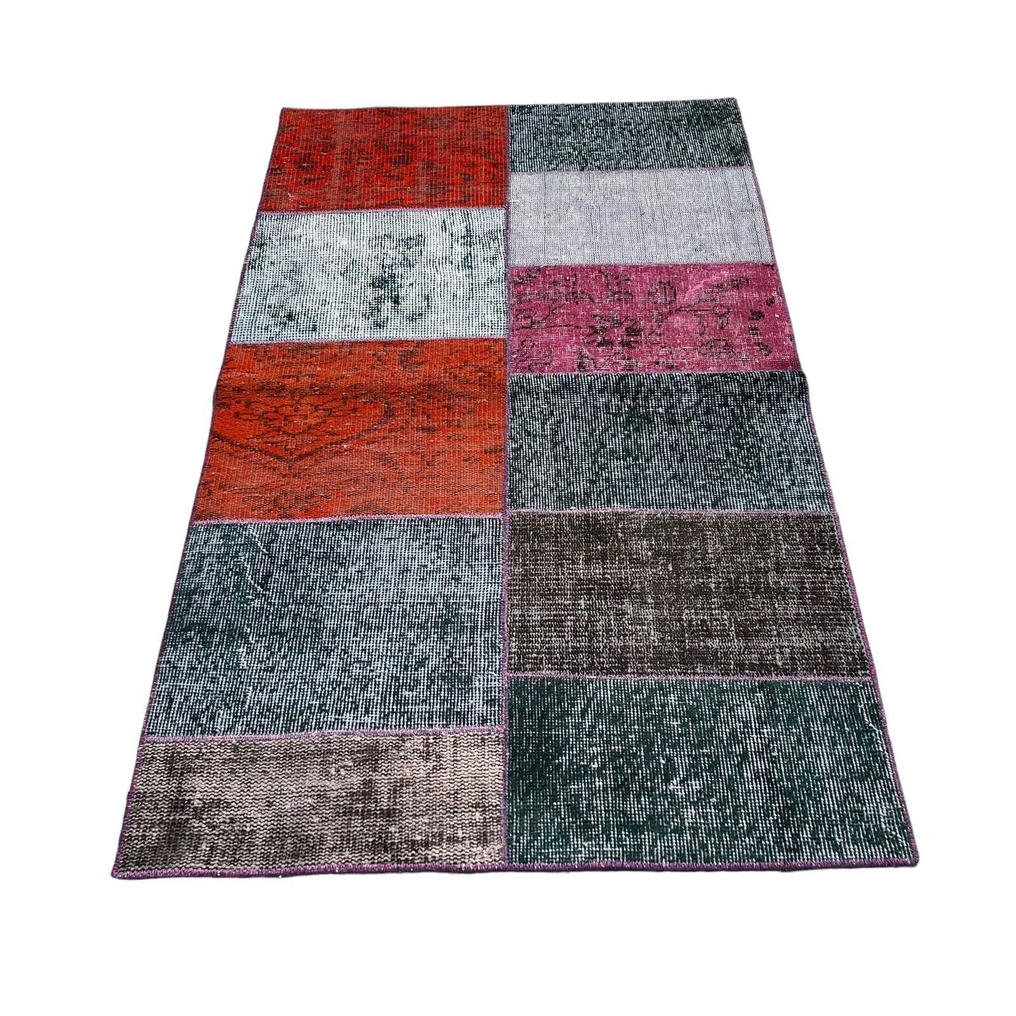 Unique Turkish Vintage Distressed Patchwork Rug , 150 x 91 cm