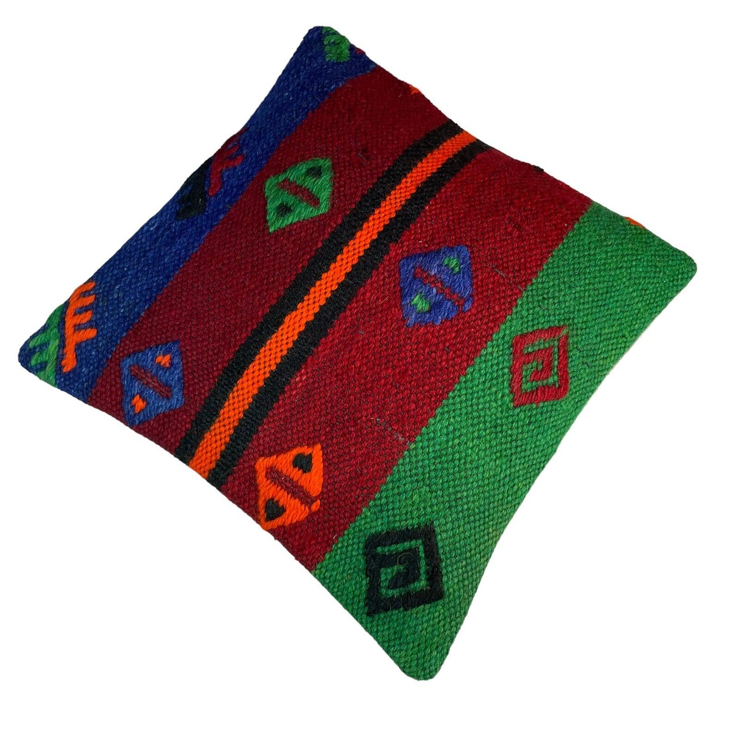 Einzigartige Kelim-Kissen,Turkish Kilim Pillow,16'×16' Funda De Cojín Kilim