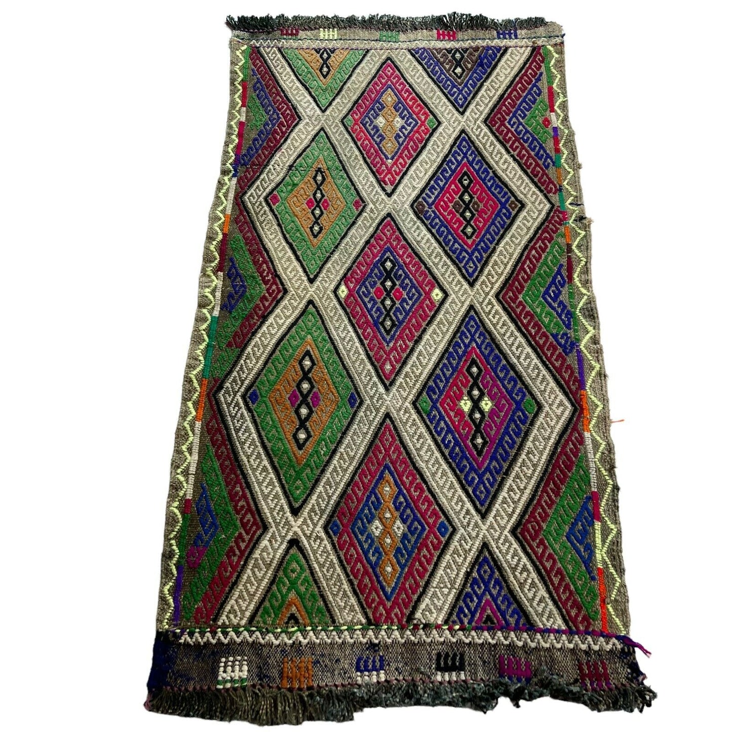 Traditionelle türkische Kelim Teppich, Vintage Turkish Kilim Rug 85 X 45 Cm