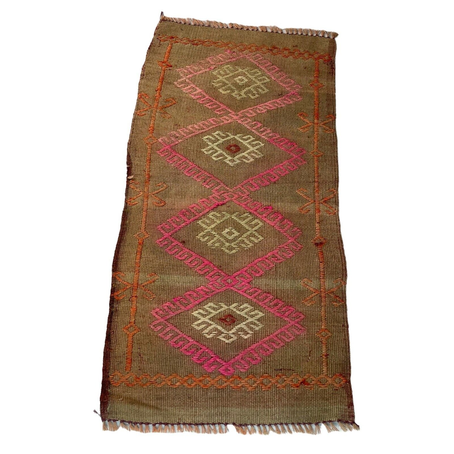 Traditionelle türkische Kelim Teppich, Vintage Turkish Kilim Rug 80 X 40 Cm