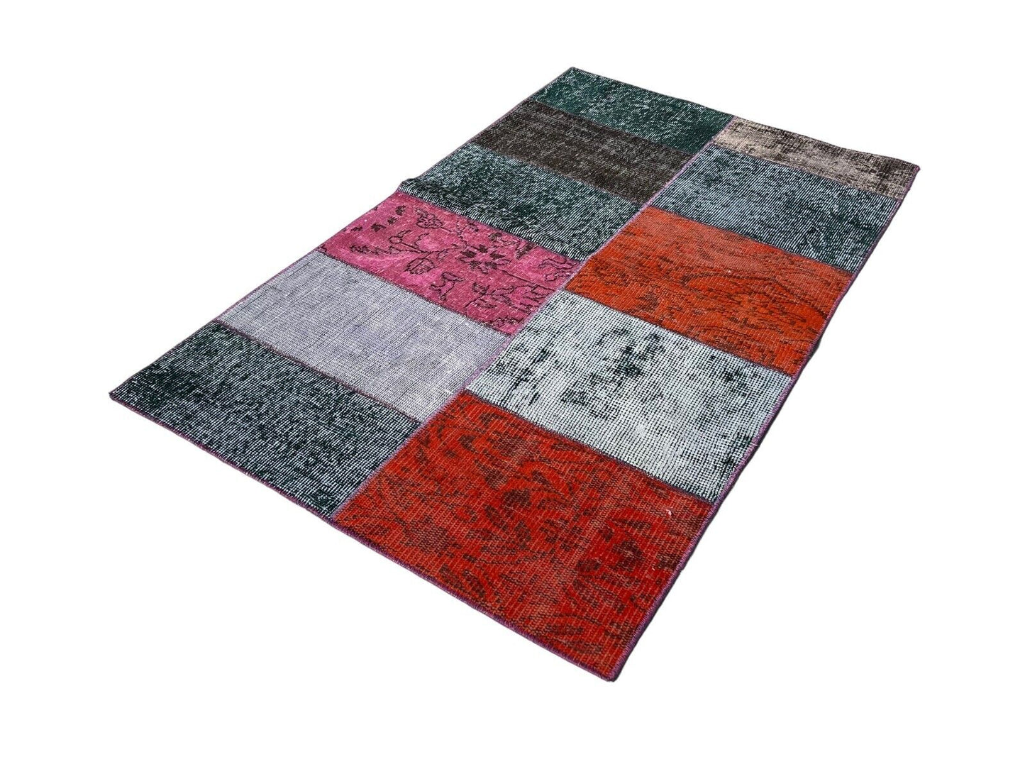Unique Turkish Vintage Distressed Patchwork Rug , 150 x 91 cm