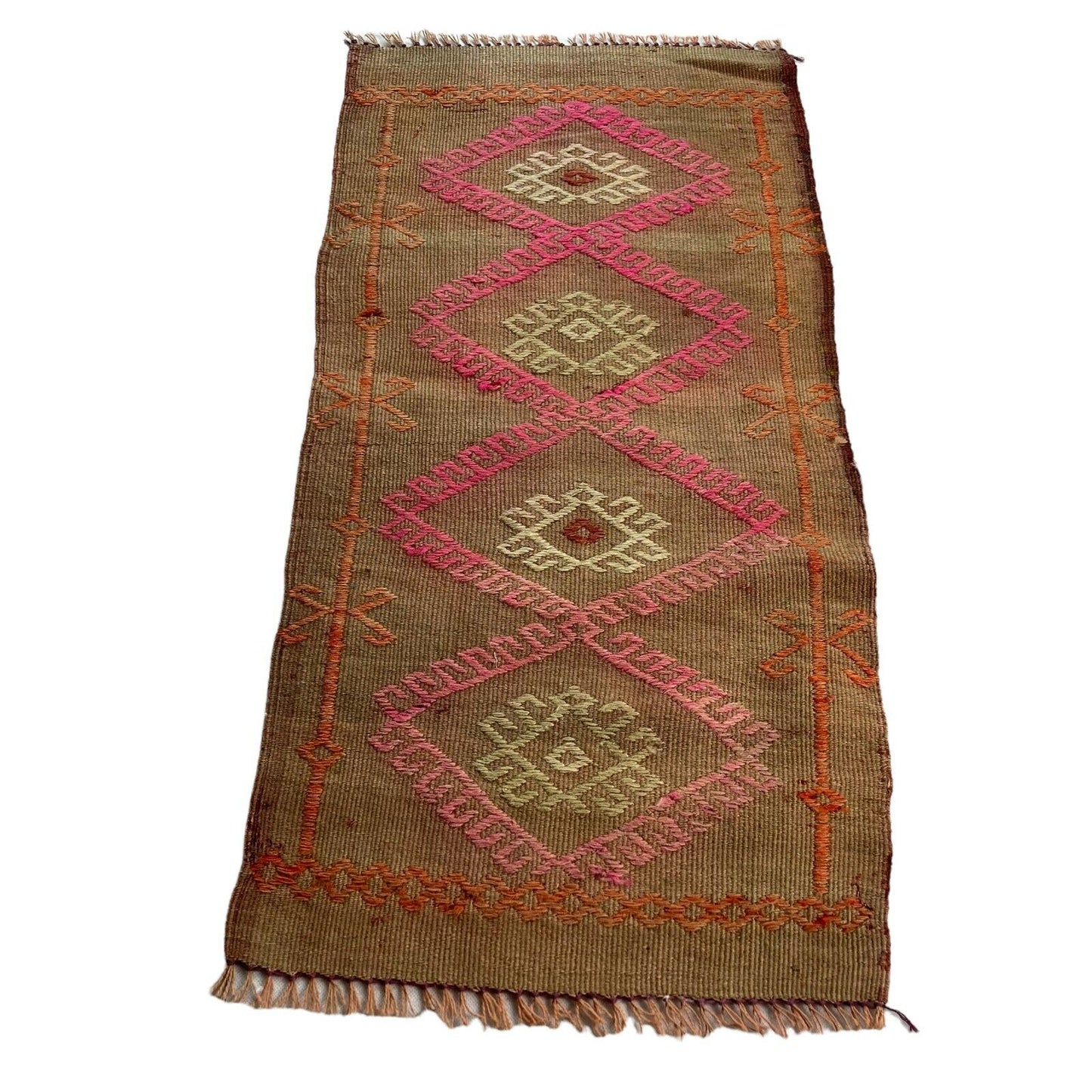 Traditionelle türkische Kelim Teppich, Vintage Turkish Kilim Rug 80 X 40 Cm