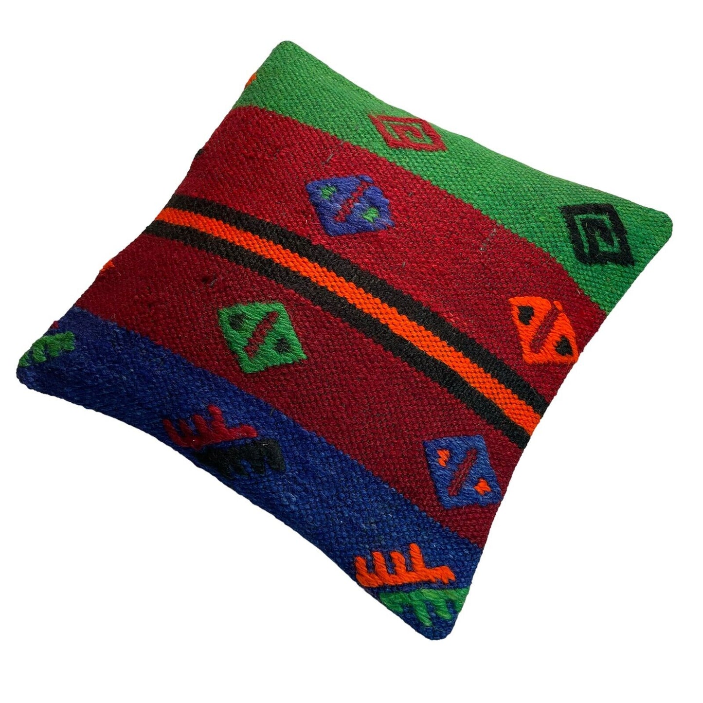 Einzigartige Kelim-Kissen,Turkish Kilim Pillow,16'×16' Funda De Cojín Kilim