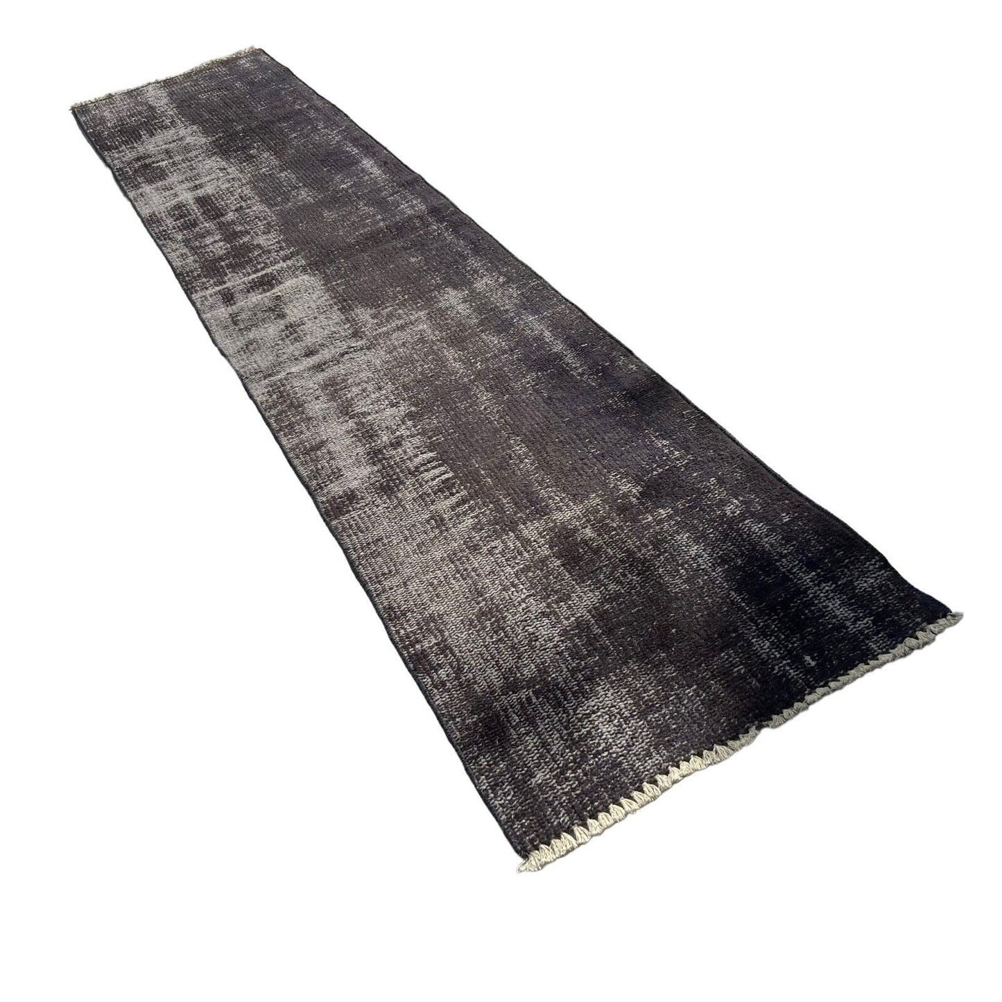 Distressed Overdyed Türkischer Teppich Läufer 240 x 51 cm Vintage Teppich Läufer
