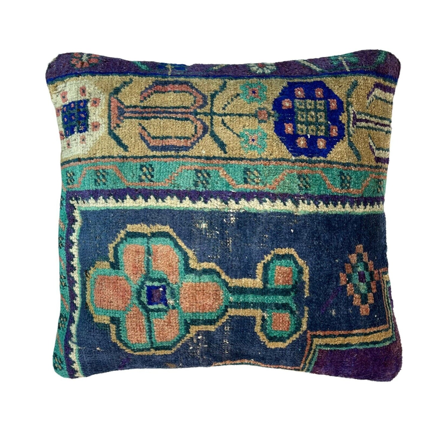 45x45 cm , Vintage Teppich Kissenbezug , Vintage Rug Cushion Cover