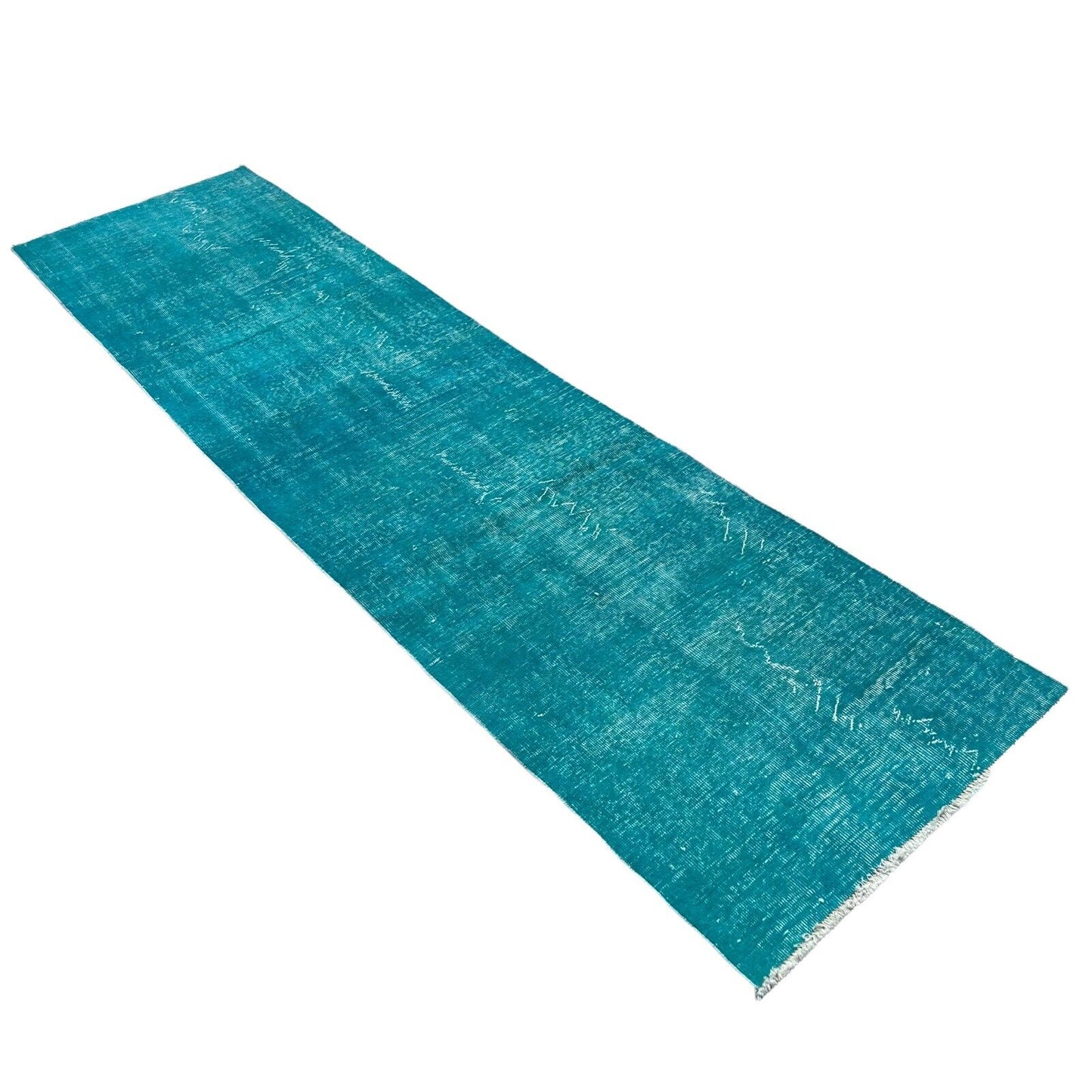 Distressed Overdyed Türkischer Teppich Läufer 305 x 80 cm Vintage Teppich Läufer