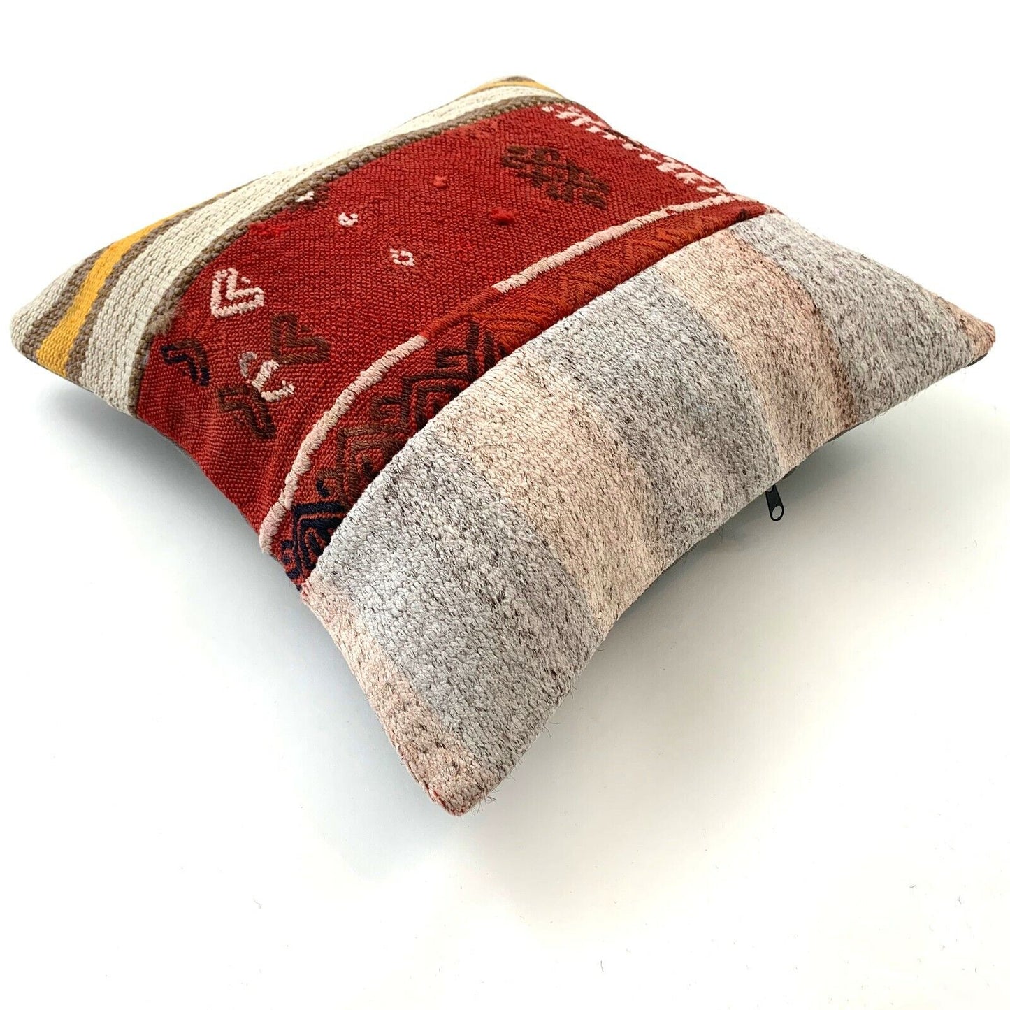 16x16 Turkish Kilim Pillow, Decorative Throw Pillow, Patchwork Kelim Kissenbezug
