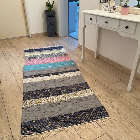 Brand New Traditional Turkish Runner , Rag Rug Runner 197 X 78 cm