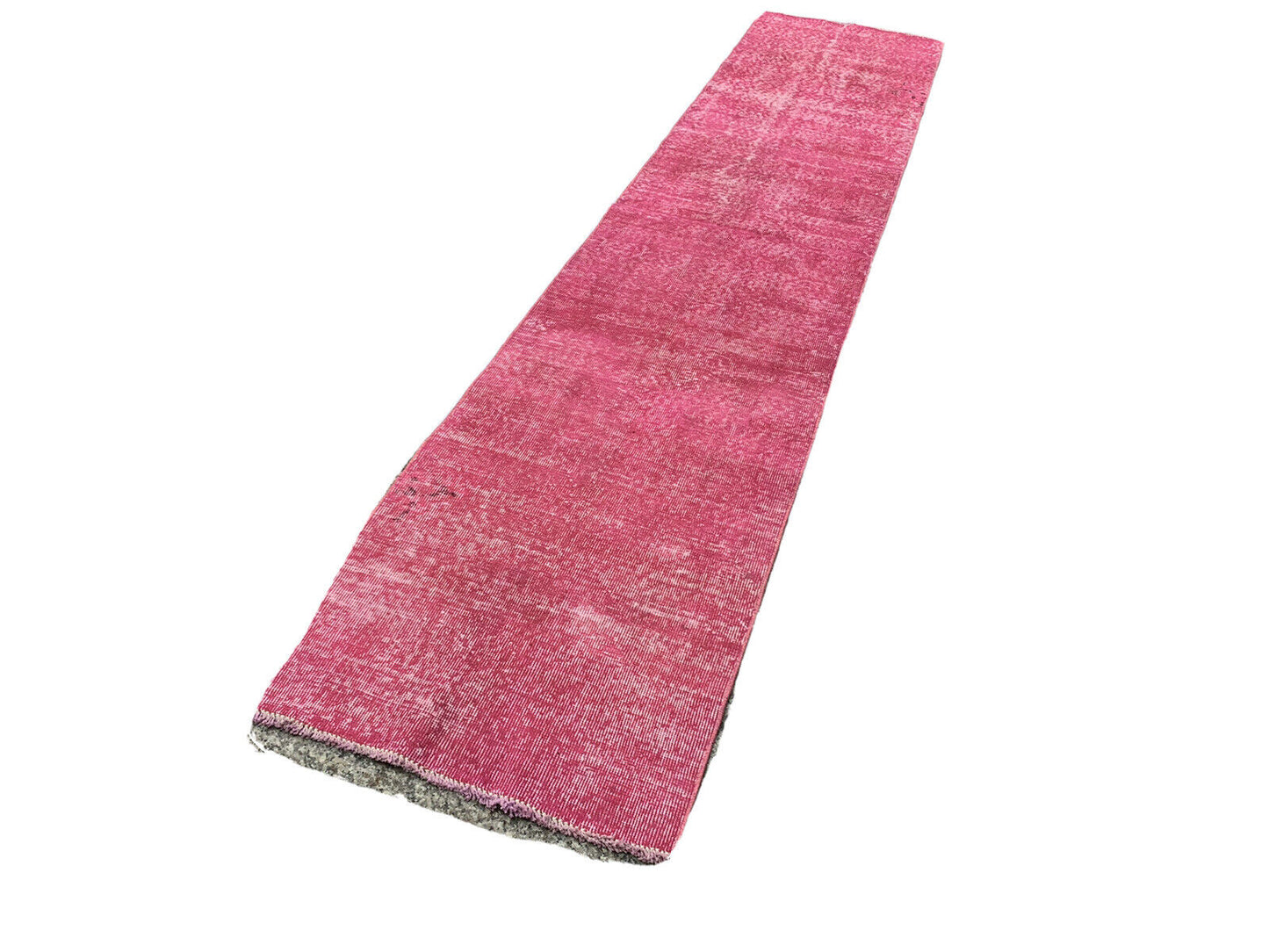 Distressed Overdyed Türkischer Teppichläufer 336 x 71 cm Vintage Wool Medium