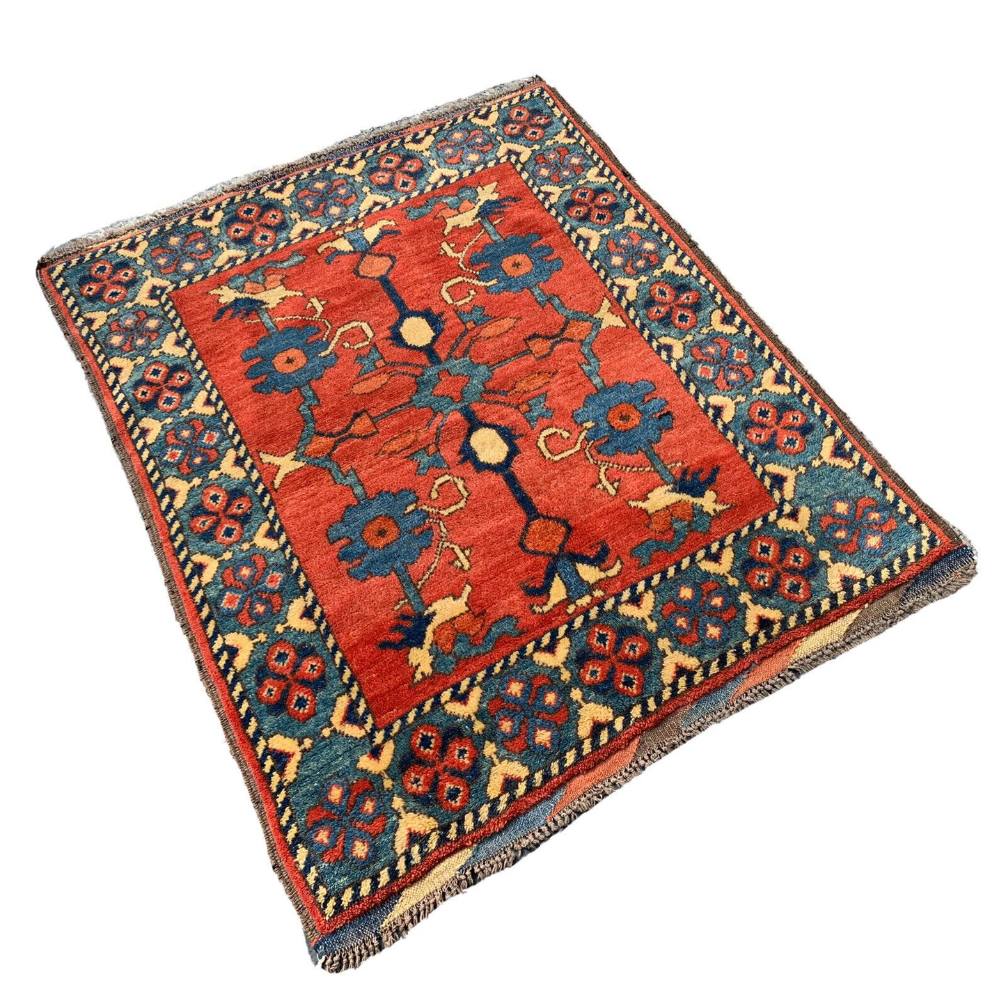 Traditionelle Afghan Kargai Teppich, Vintage Wolle Landhaus Teppich 110X88 Cm