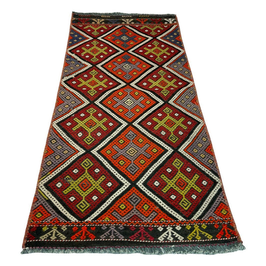 Traditionelle türkische Kelim Teppich, Vintage Turkish Kilim Rug 95X45 cm