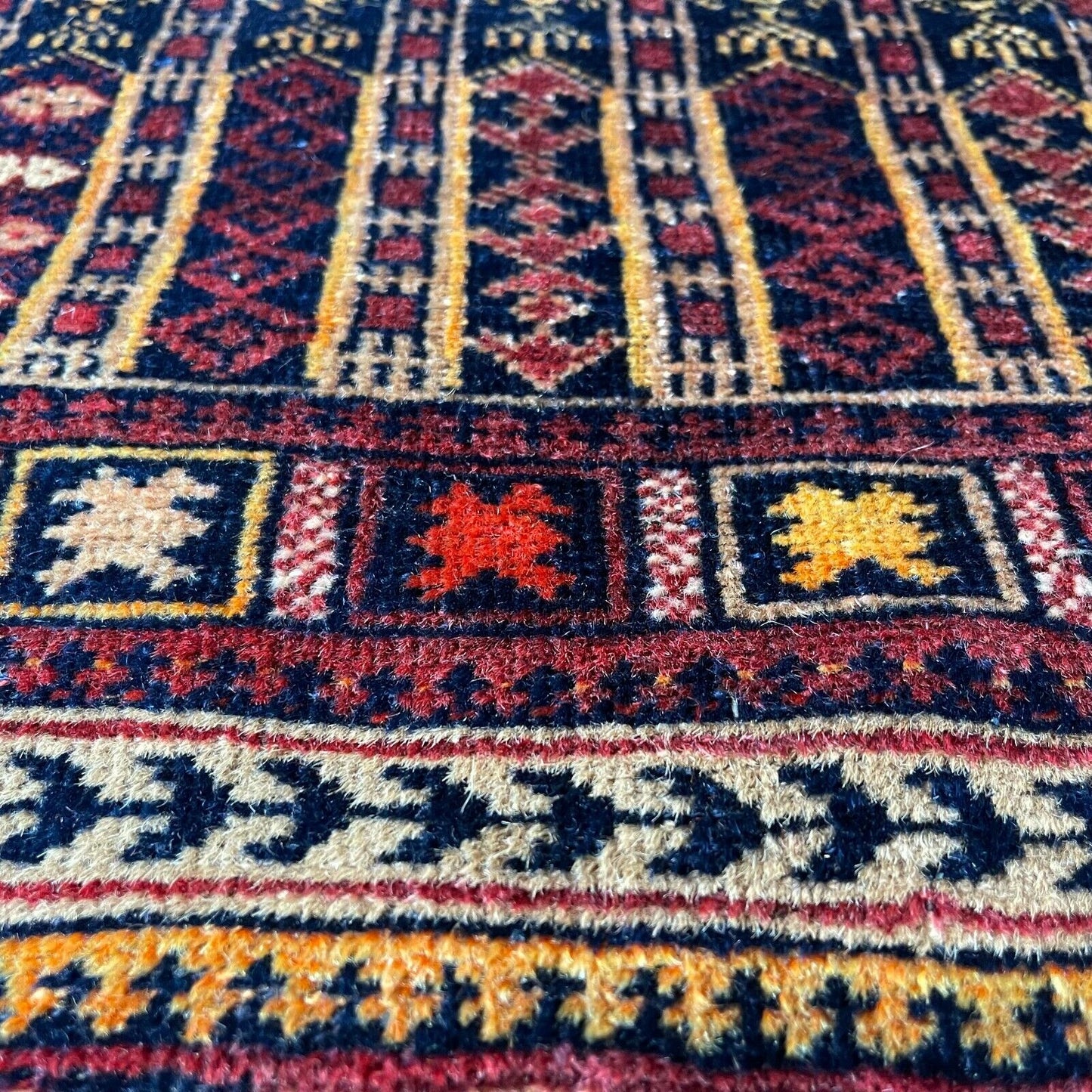 Vintage Afghan Belouch Teppich, Vintage Wolle Landhaus Teppich 140 X 86 Cm