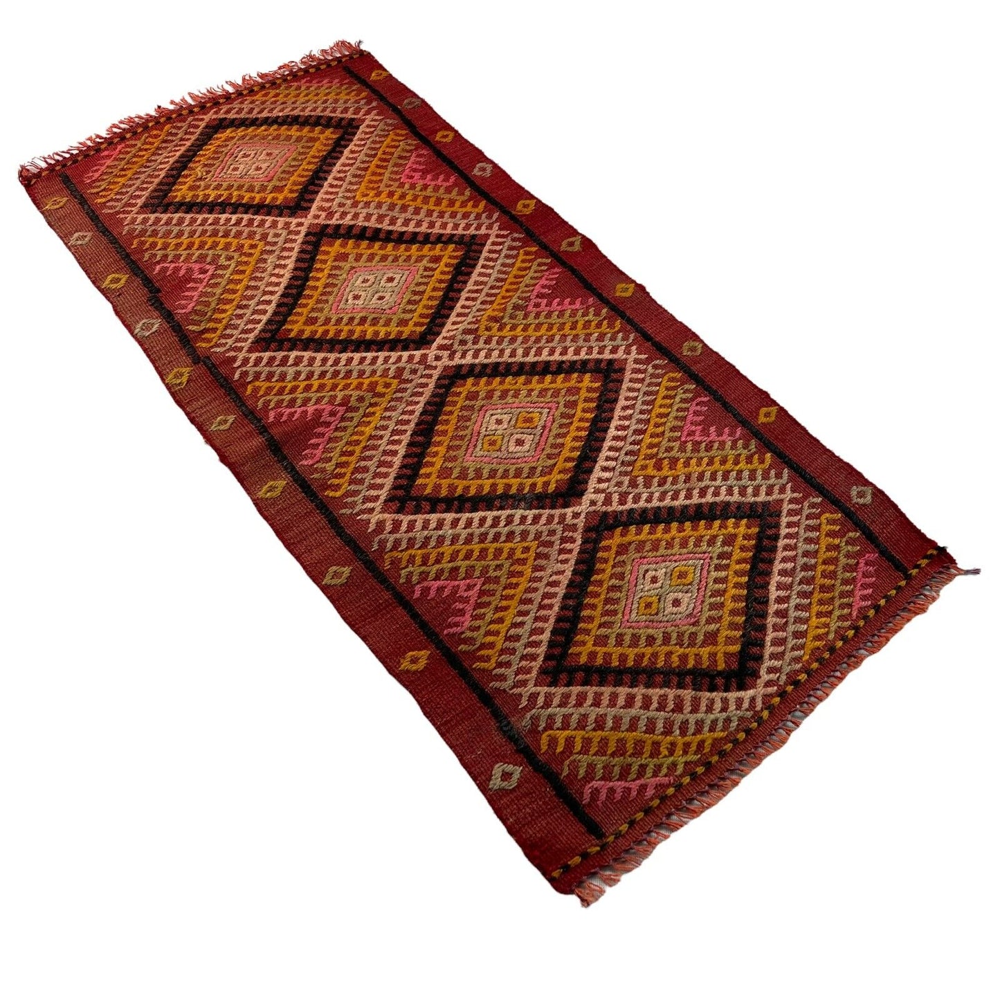 Traditionelle türkische Kelim Teppich, Vintage Turkish Kilim Rug 95 X 46 cm