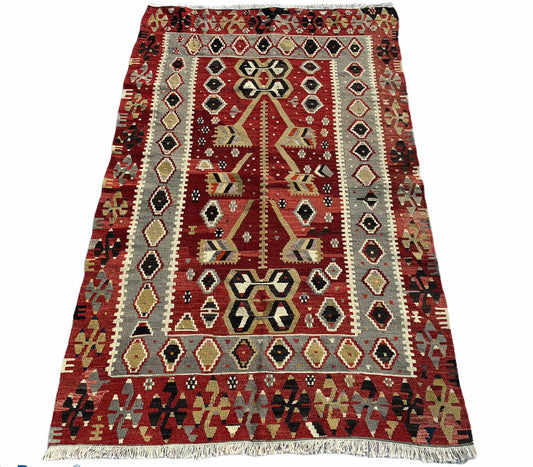 Vintage Traditional Turkish Eshme Kilim Rug, Wool Country Kilim 167x105 Cm