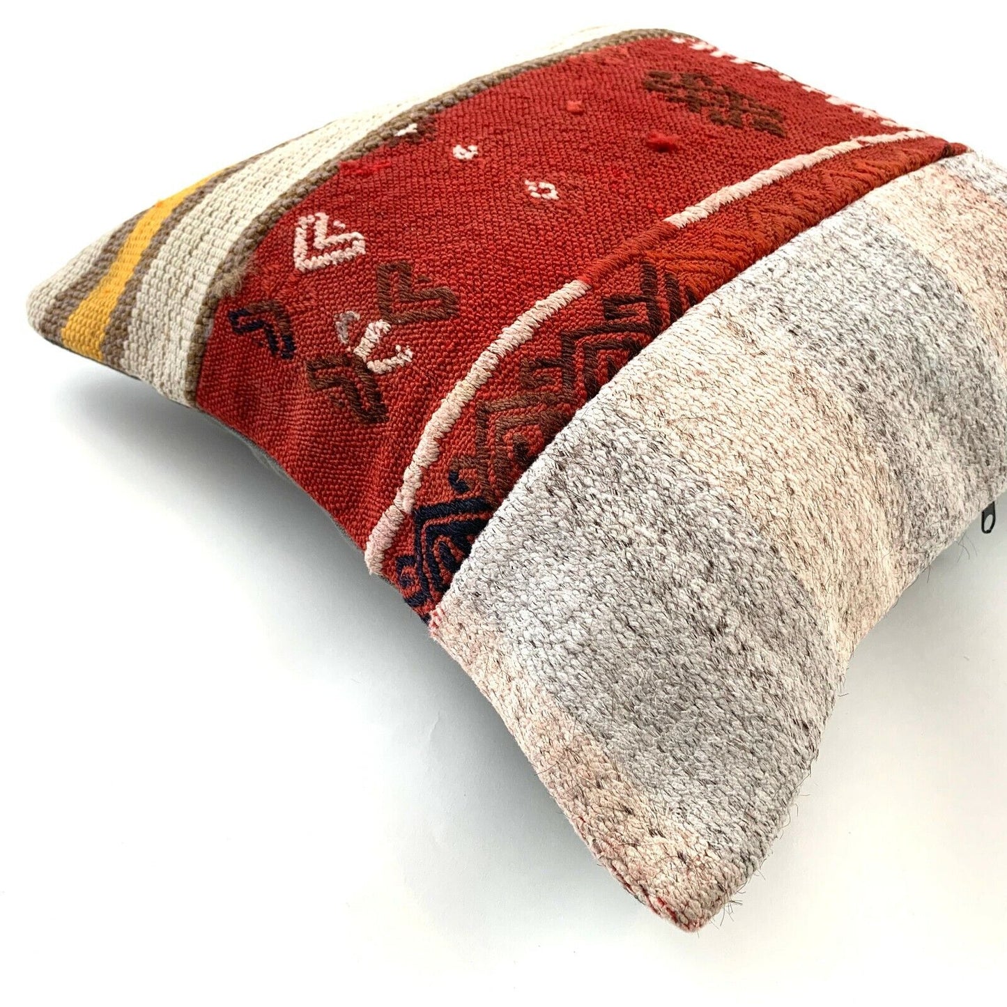 16x16 Turkish Kilim Pillow, Decorative Throw Pillow, Patchwork Kelim Kissenbezug