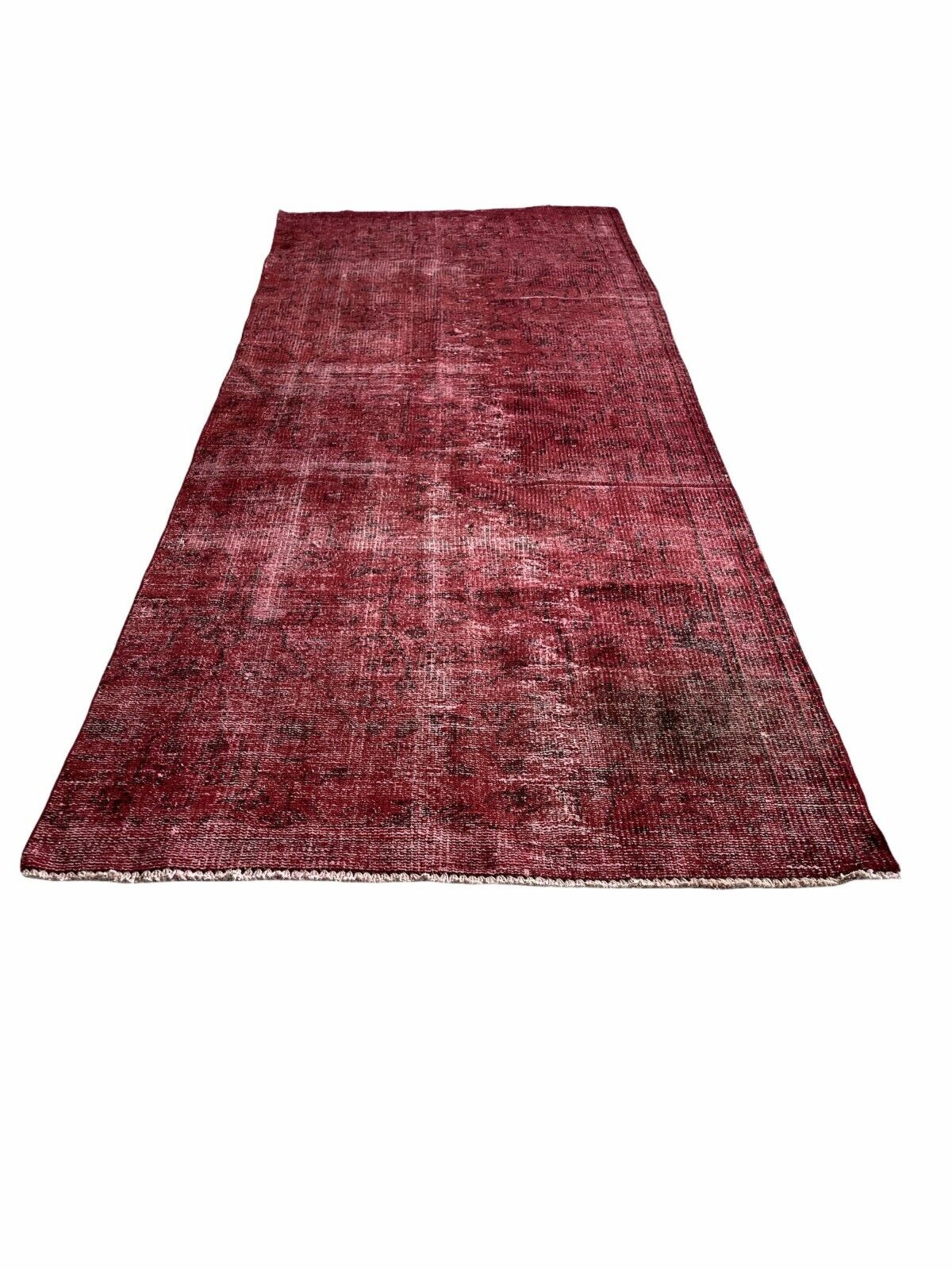 Distressed Overdyed Türkischer Teppich Läufer 270x100 cm Vintage Teppich Läufer