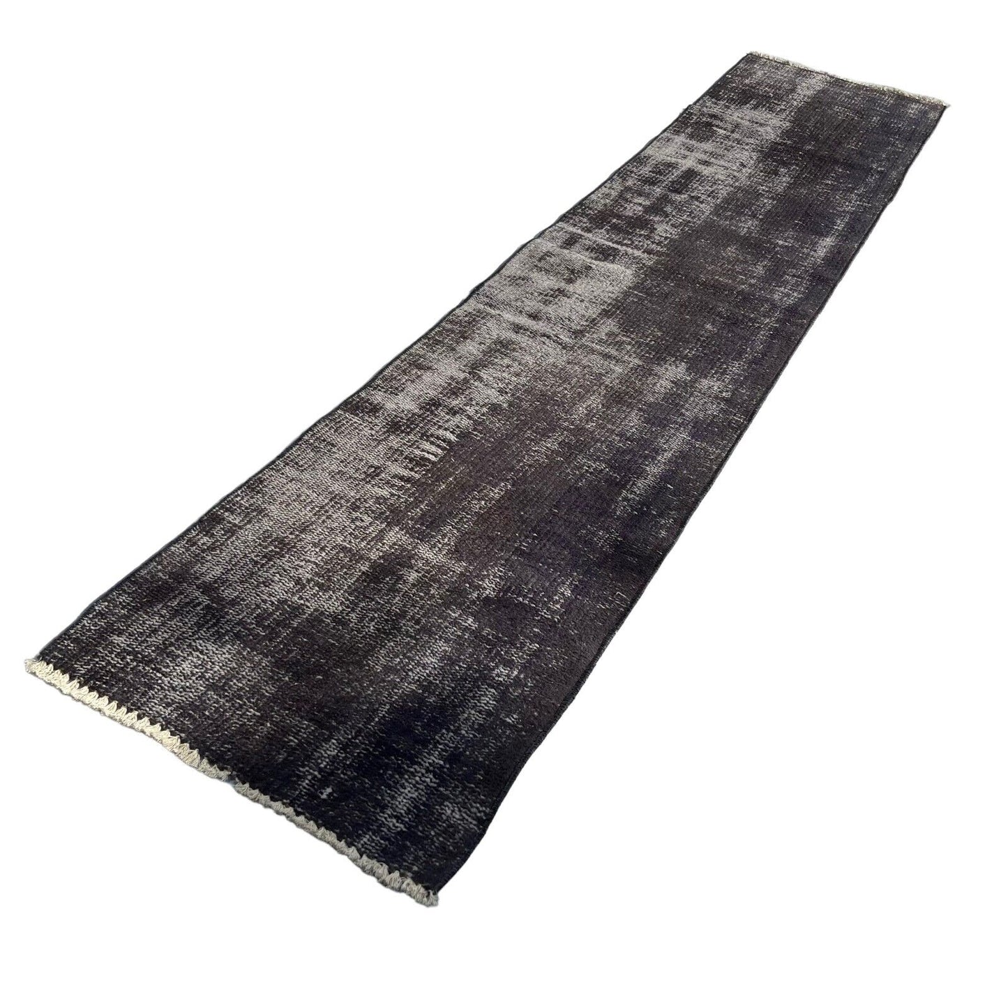 Distressed Overdyed Türkischer Teppich Läufer 240 x 51 cm Vintage Teppich Läufer