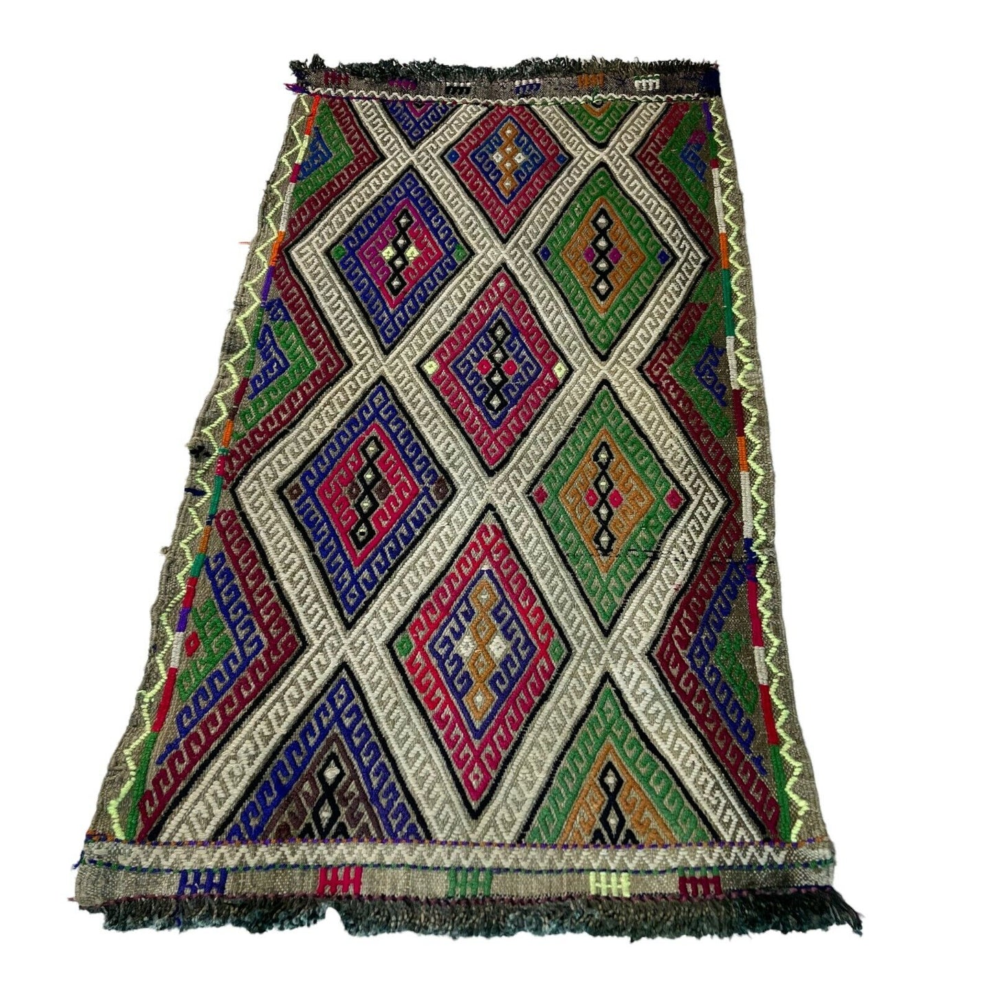 Traditionelle türkische Kelim Teppich, Vintage Turkish Kilim Rug 85 X 45 Cm