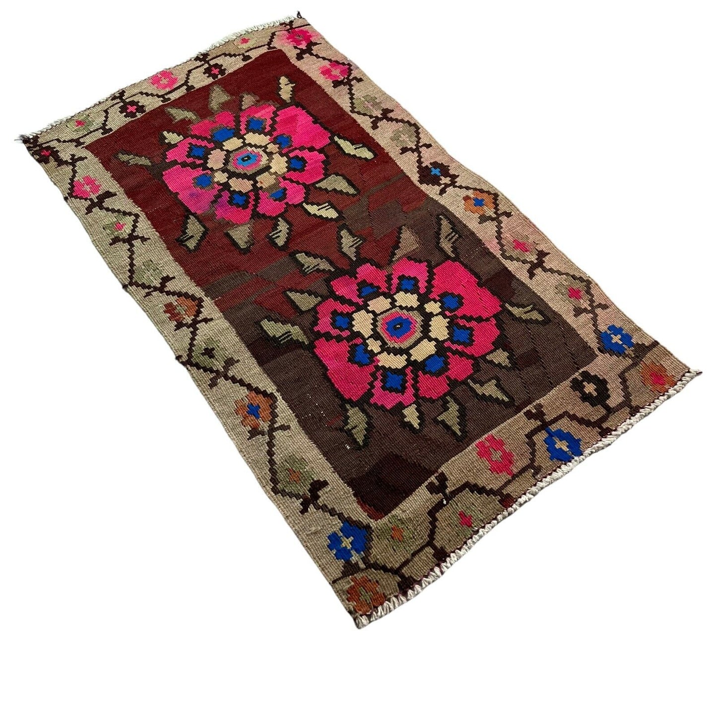 Traditionelle türkische Kelim Teppich, Vintage Turkish Kilim Rug 96X56 cm