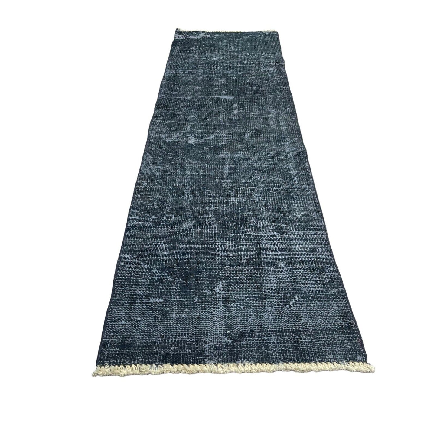 Distressed Overdyed Türkischer Teppich Läufer 210 x 58 cm Vintage Teppich Läufer