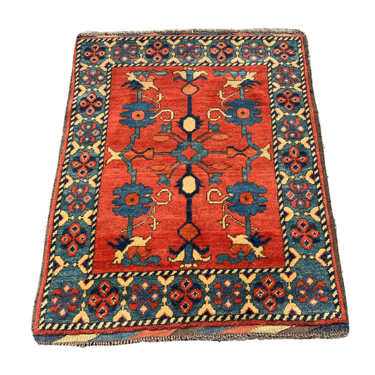 Traditionelle Afghan Kargai Teppich, Vintage Wolle Landhaus Teppich 110X88 Cm