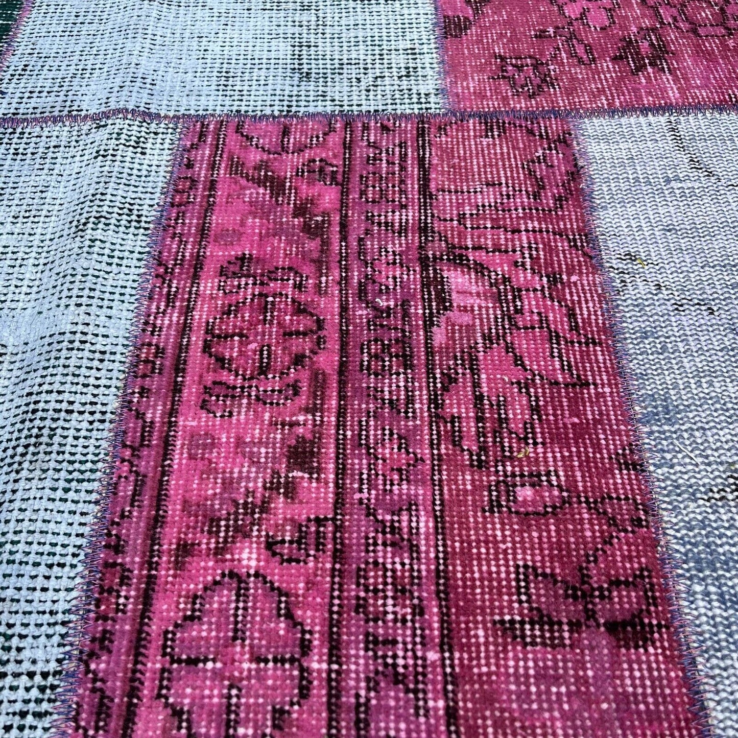 Unique Turkish Vintage Distressed  Patchwork Rug , 150 x 91 cm