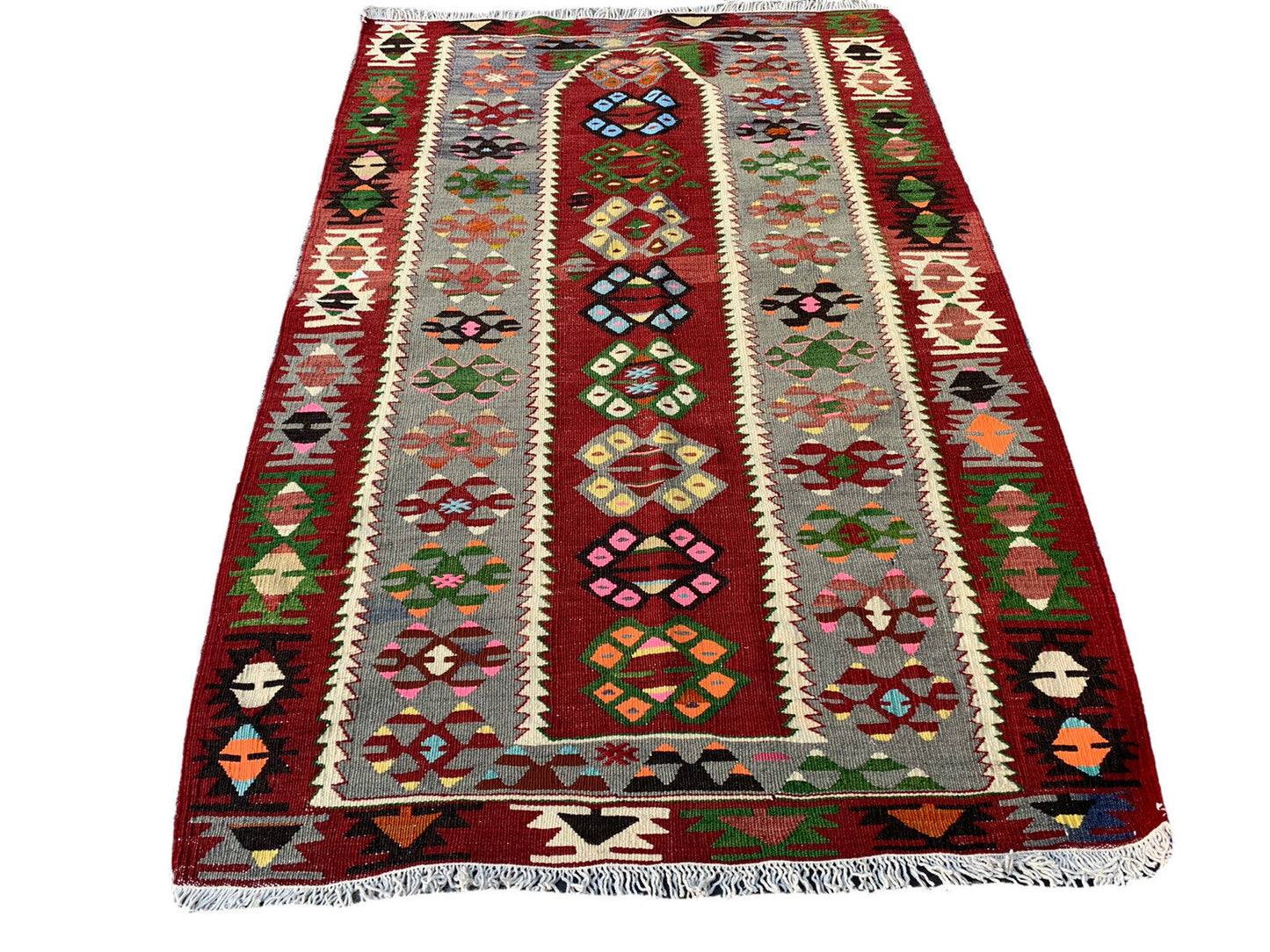 Traditionelle türkische Eshme Kelim Teppich, Vintage Wolle Land Kelim 167x108 cm