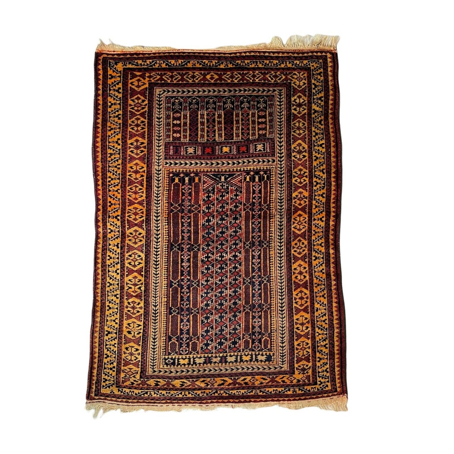 Vintage Afghan Belouch Teppich, Vintage Wolle Landhaus Teppich 140 X 86 Cm
