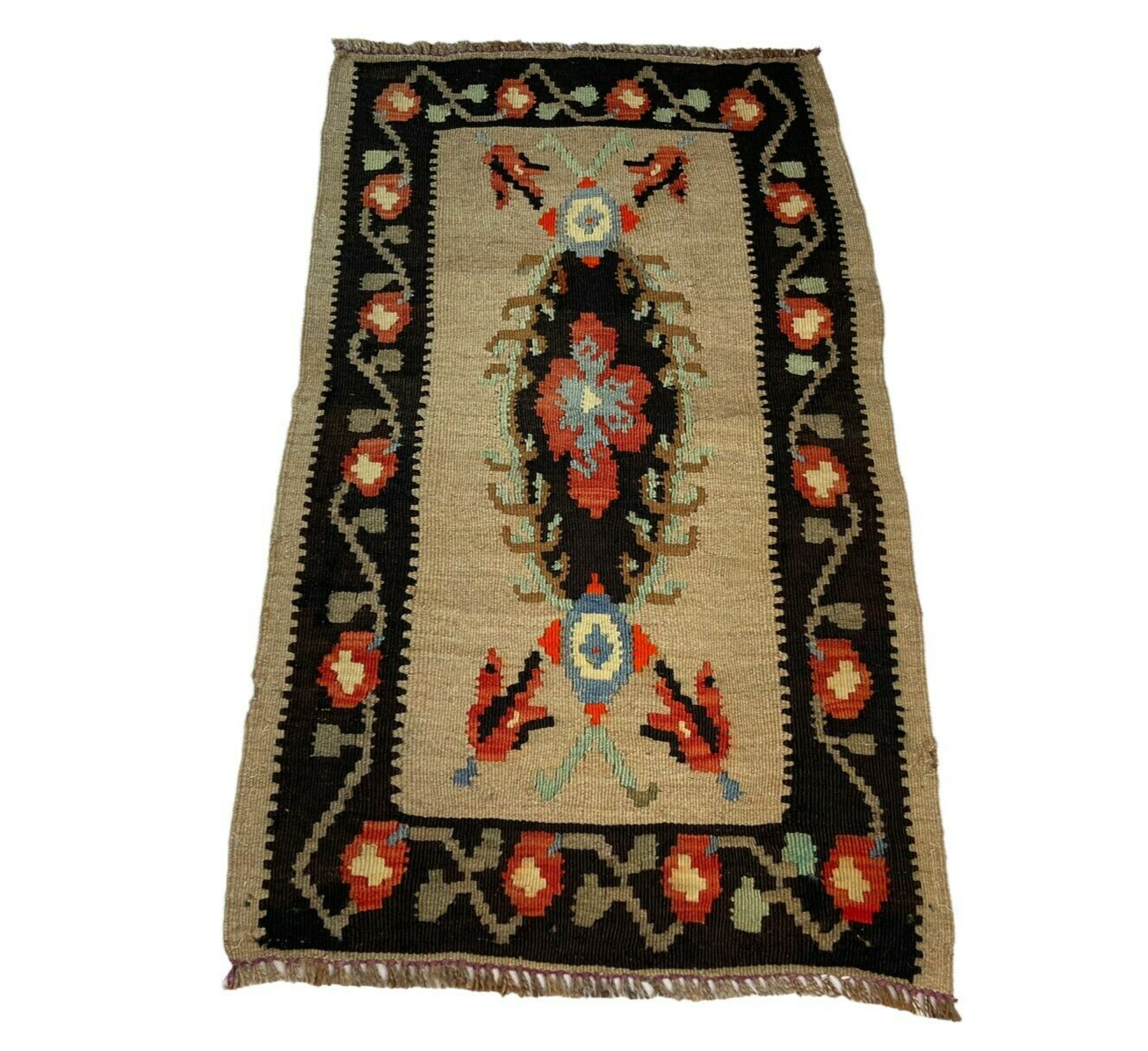 Traditionelle türkische Kelim Teppich, Vintage Turkish Kilim Rug 90 X 52 cm